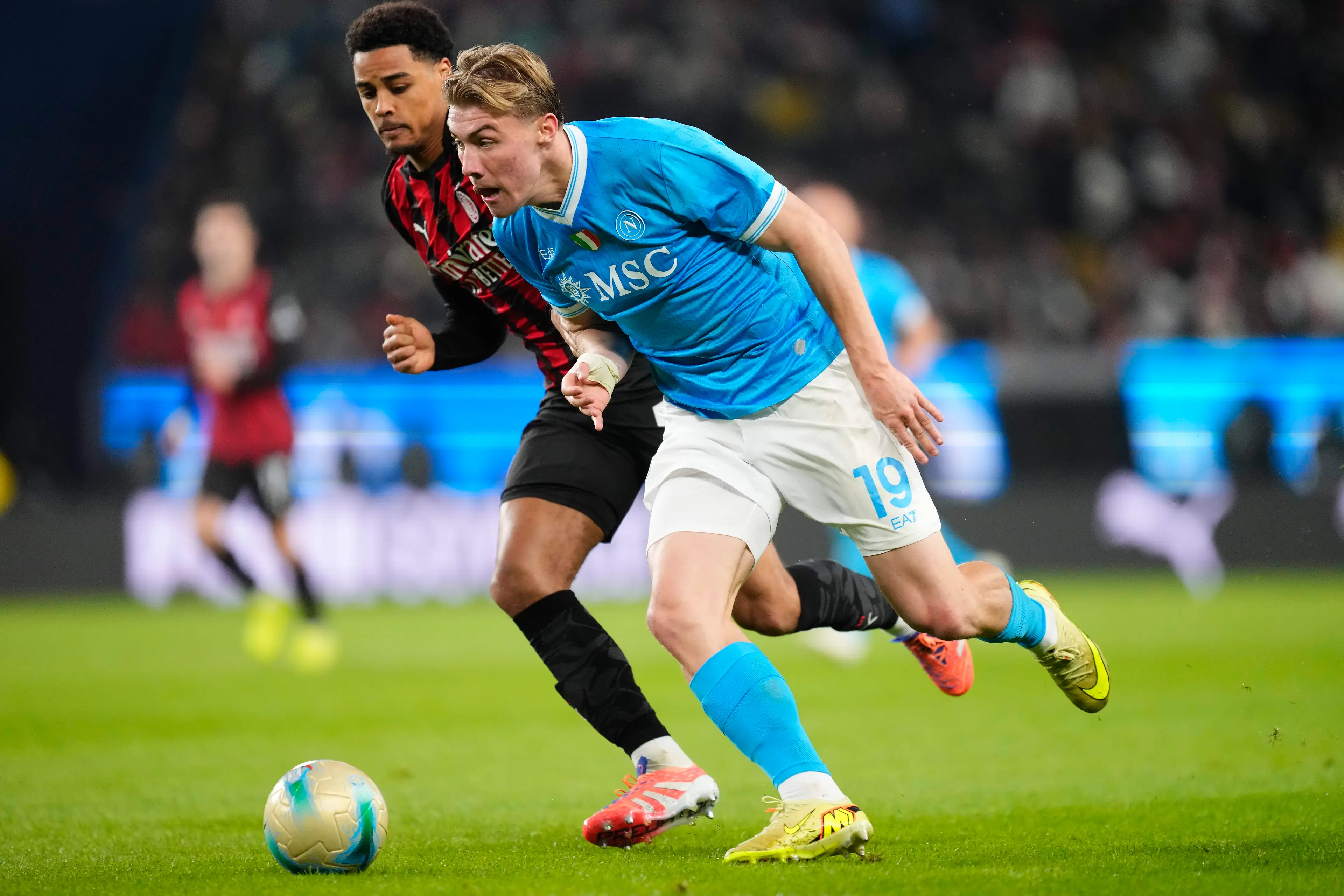 Rasmus Hojlund in action for Napoli. Image: Getty 
