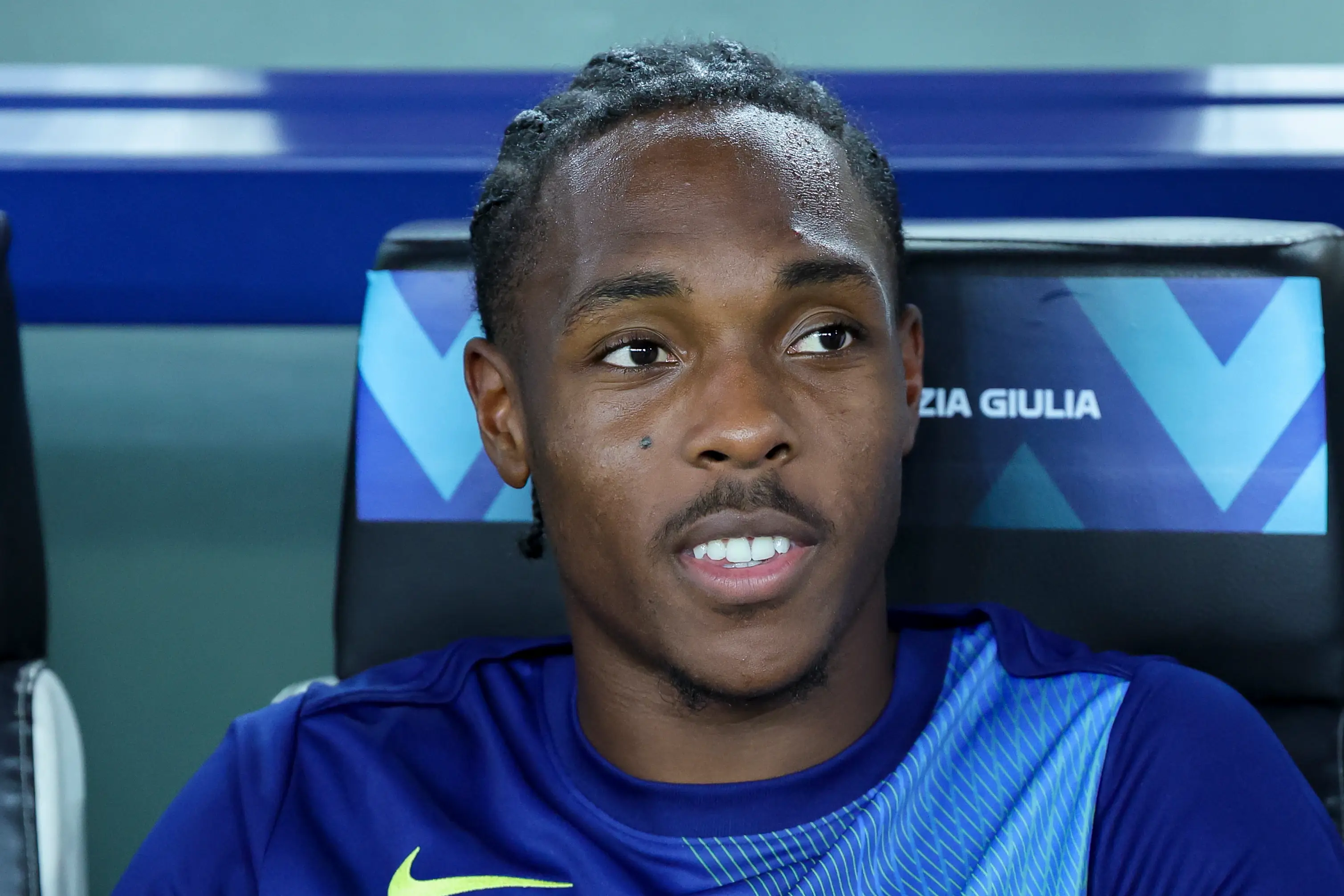  Mathys Tel playing for Tottenham Hotspur 