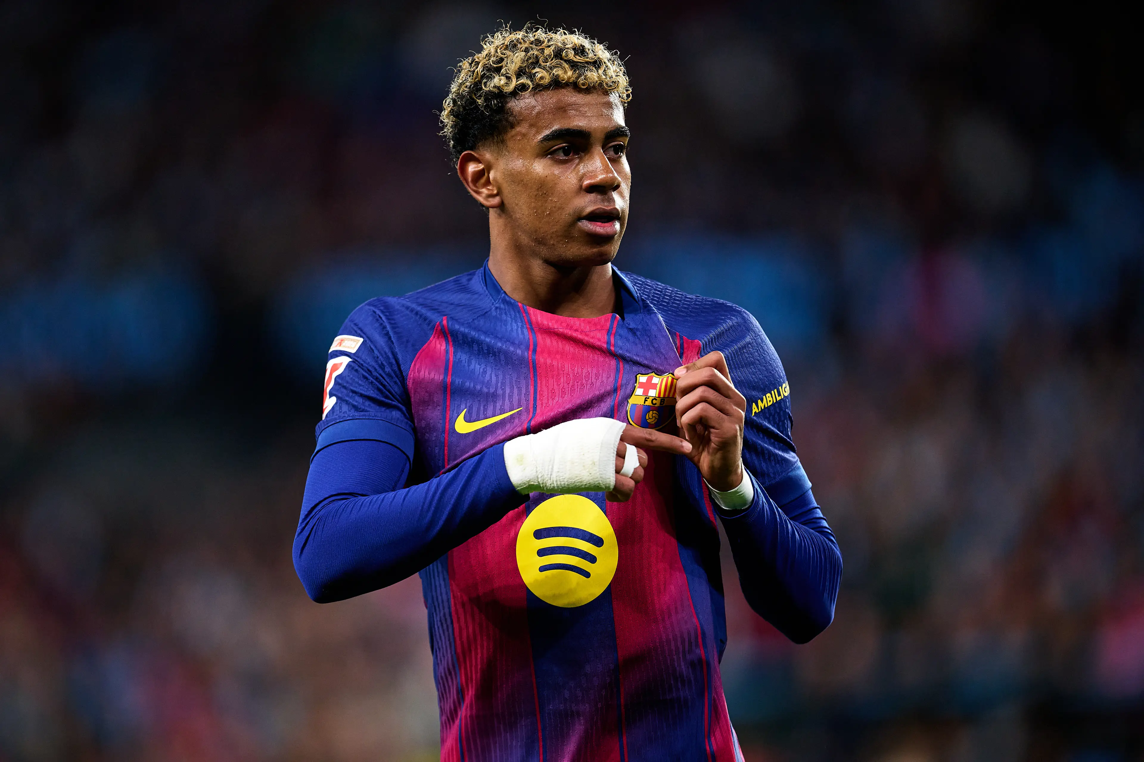 Yamal will not feature for Spain in the international break. Image: Getty