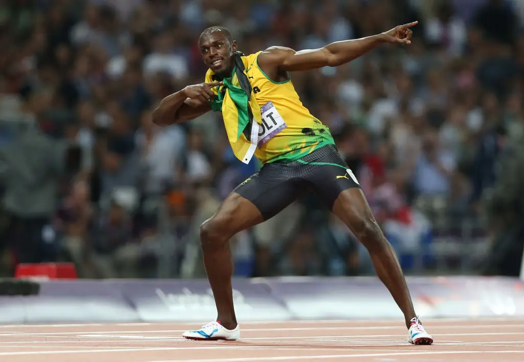 Usain Bolt performing his iconic celebration- Getty