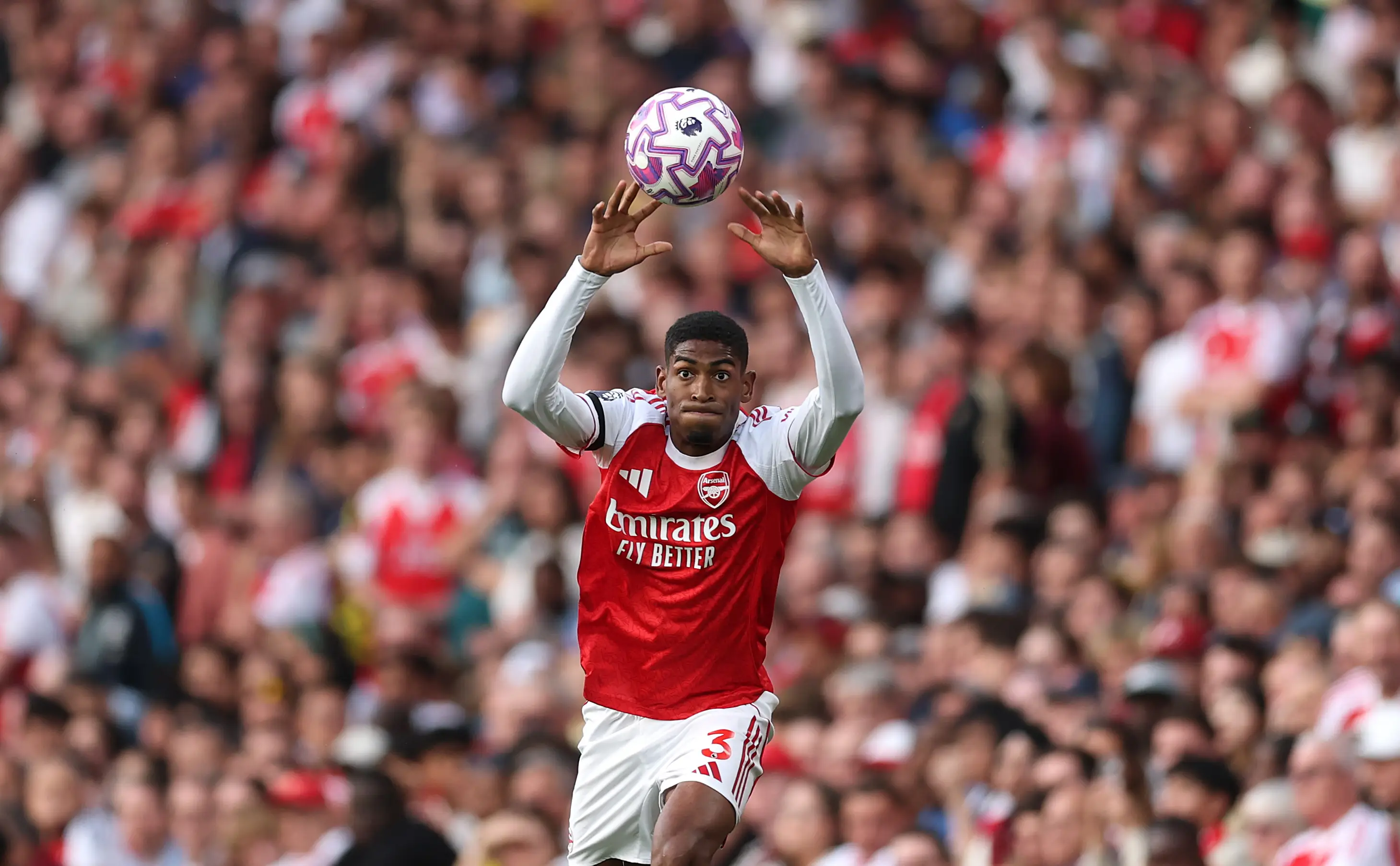 Cristhian Mosquera is Arsenal's No.3. Image: Getty