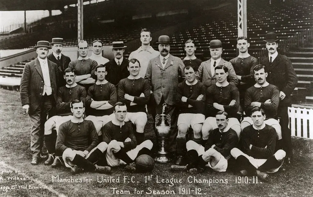 Manchester United's 1911/12 team lineup, featuring Enoch West (