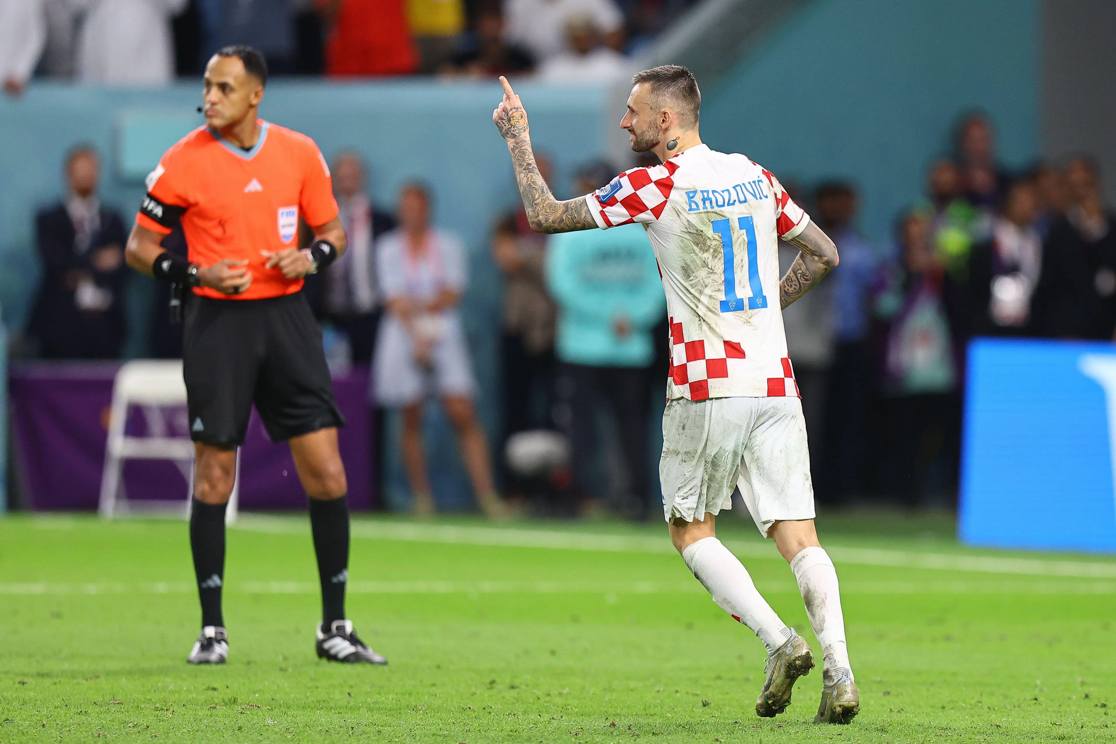 Brozovic celebrates his penalty. Image: Alamy