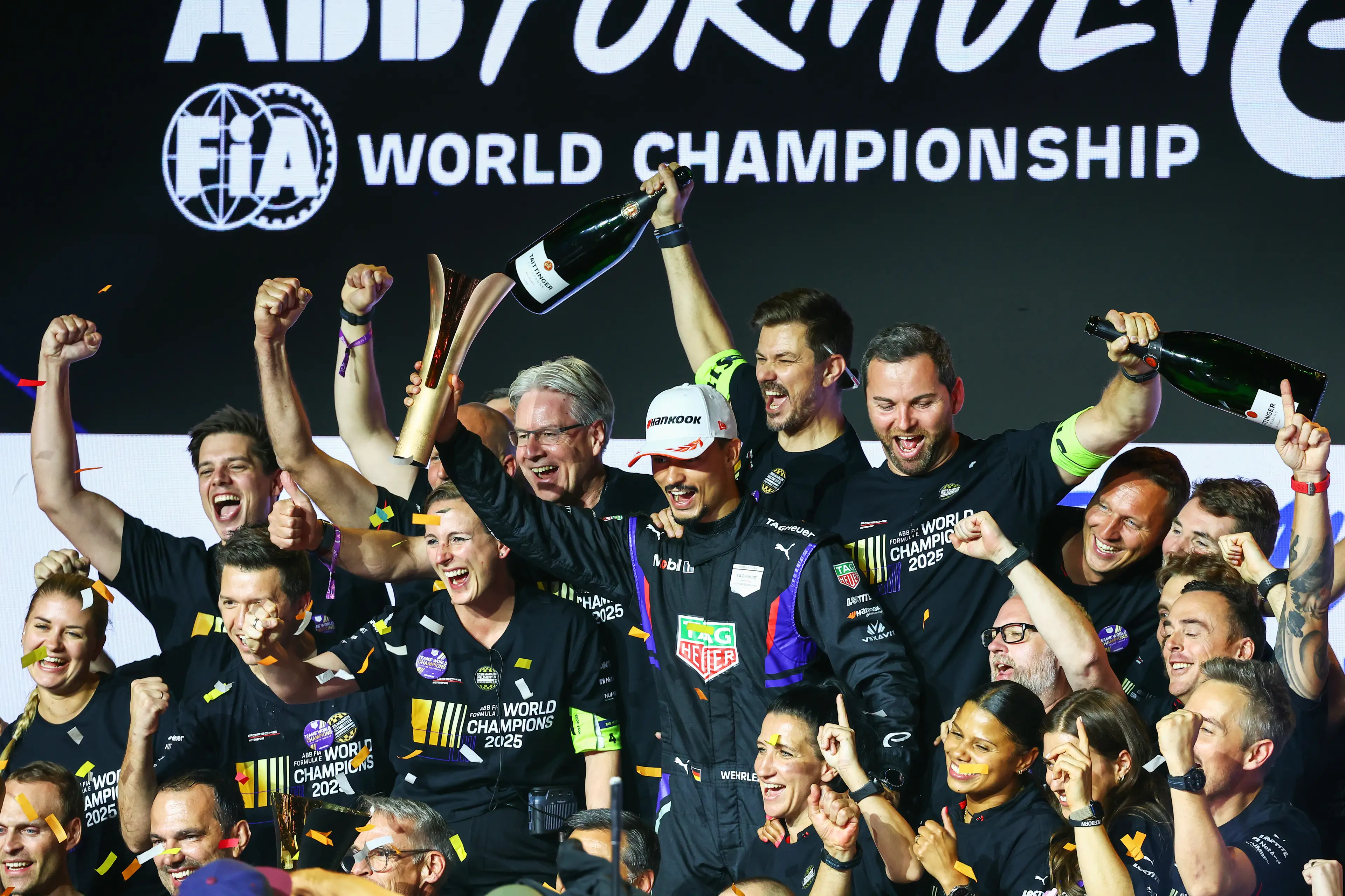 Pascal Wehrlein celebrates the Formula E world championship (Image: Getty)