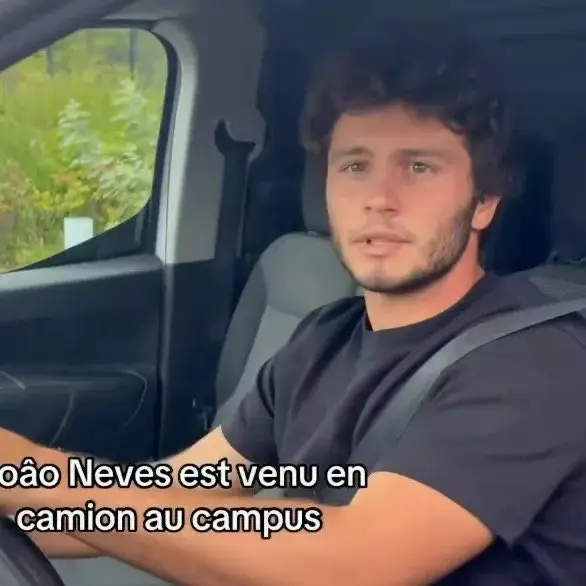 Joao Neves was pictured driving into PSG's training ground.
