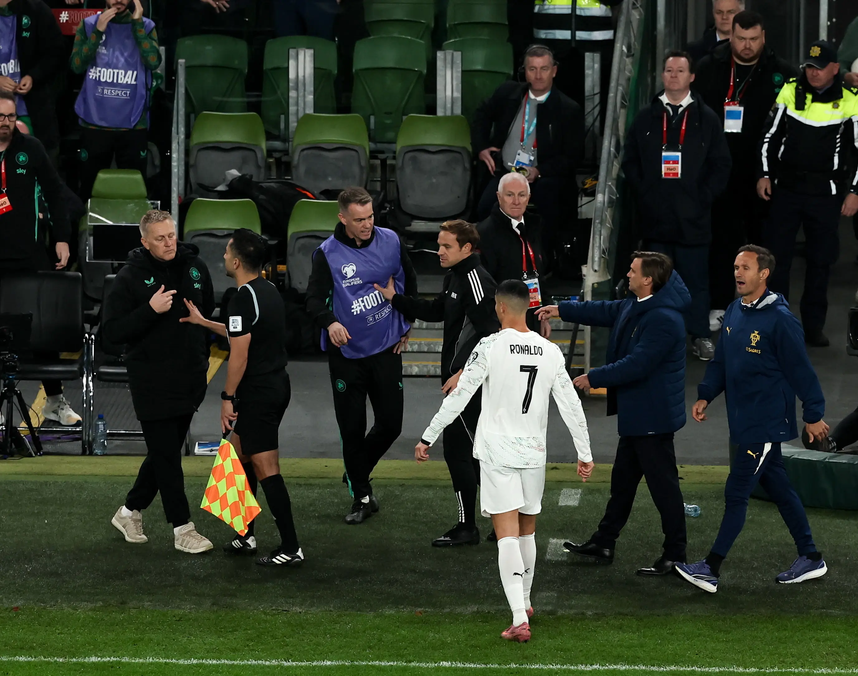 Ronaldo received the first red card in his international career. Image: Getty