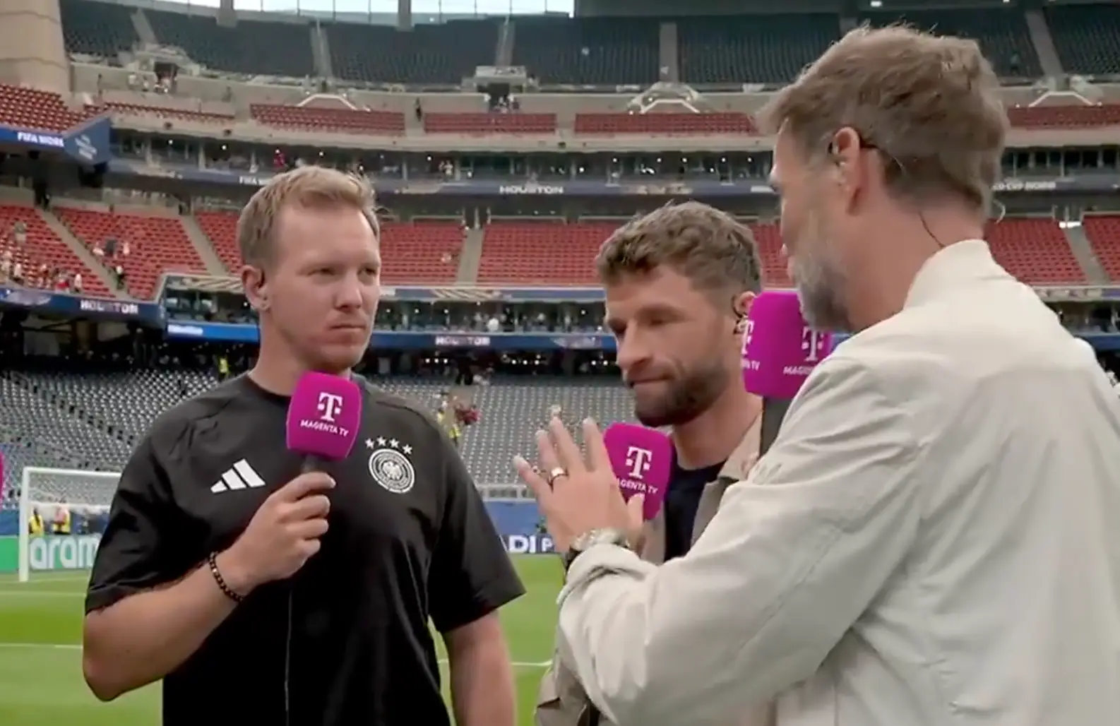 Klopp apologises to Nagelsmann during post-match interview. Image credit: Magenta TV