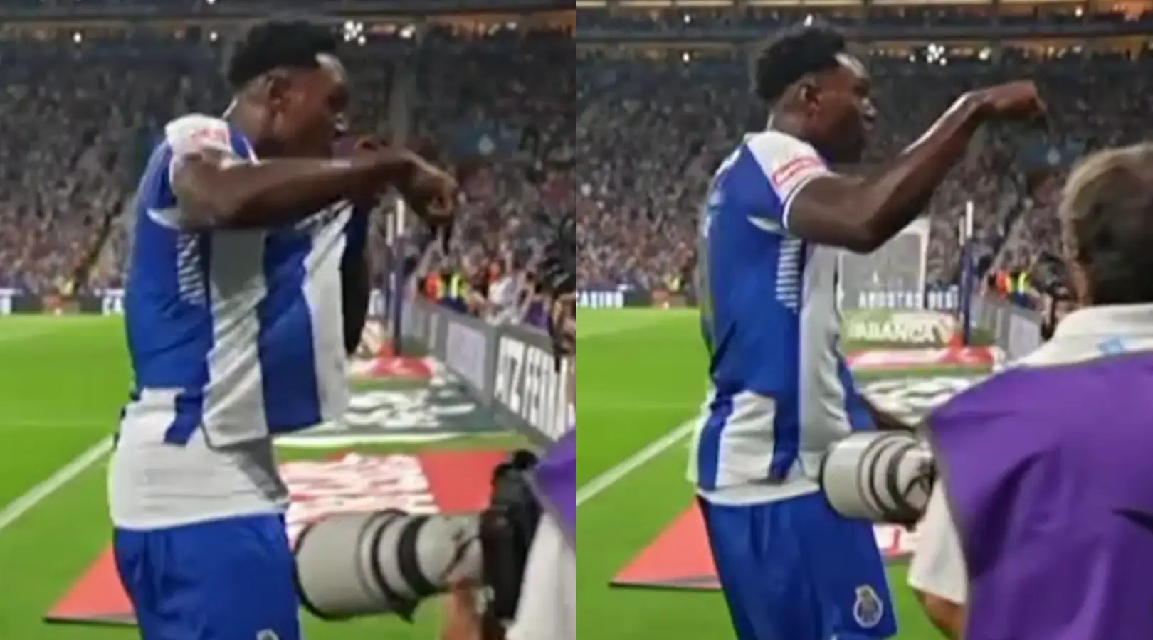 Samu celebrated by kissing the badge. Image: Sport TV