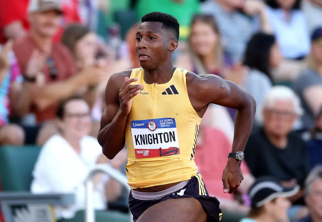 Sprinter Erriyon Knighton pictured at the US Olympic trials -