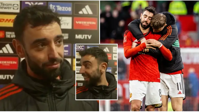 Bruno Fernandes gets emotional after reporter praises him for his dedication to Man Utd