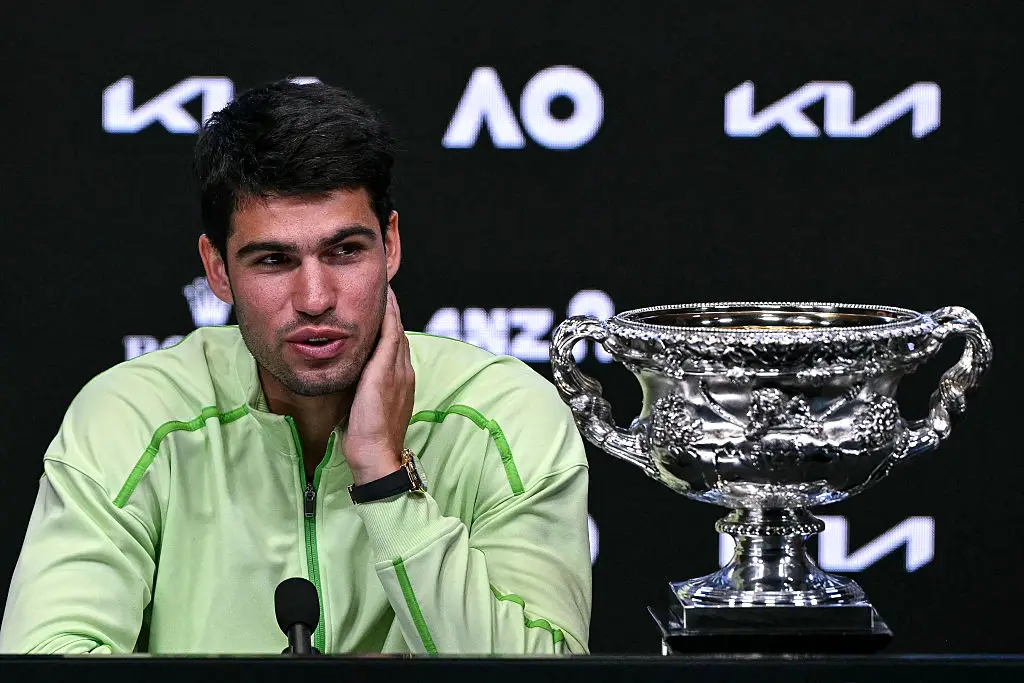 Alcaraz is now the youngest player to complete the career grand slam. (Image: WILLIAM WEST / AFP via Getty Images