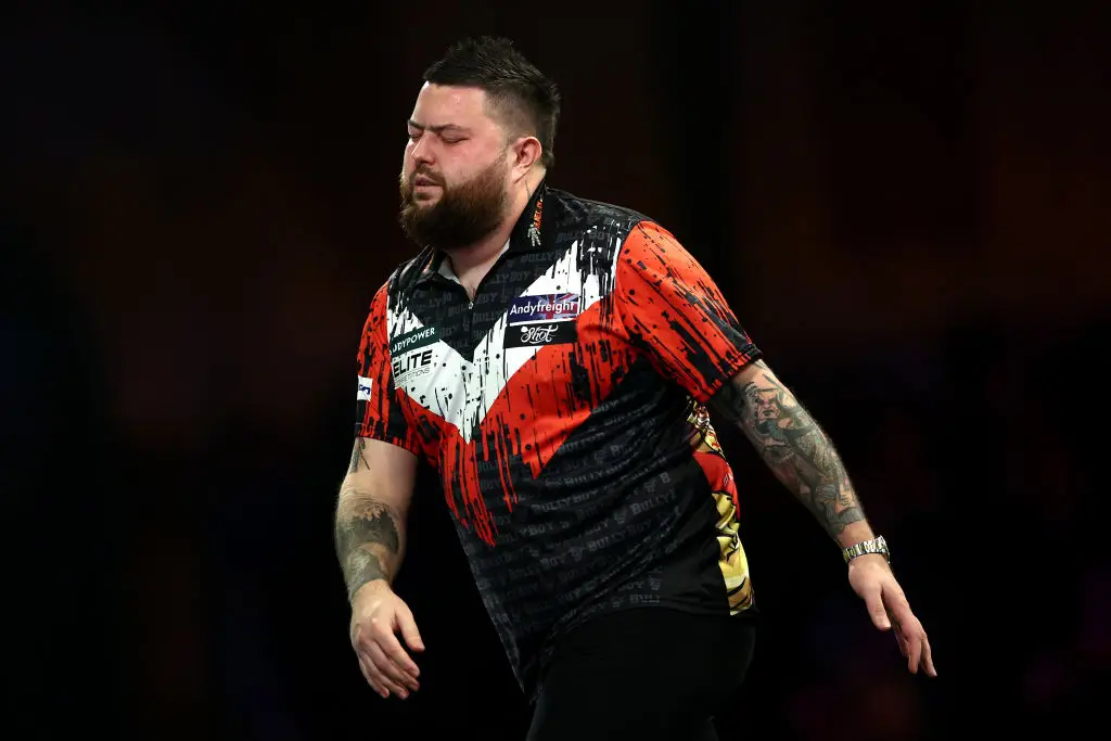 Michael Smith pictured during his 3-2 defeat to Kevin Doets (Image: Getty)