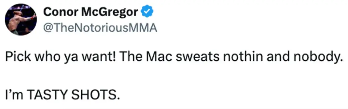 Conor McGregor quickly deleted the post. (Image: X)