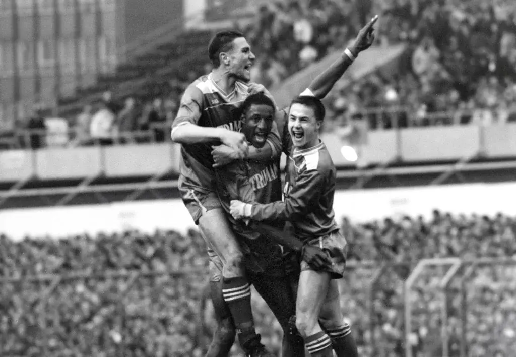 Dennis Wise, John Fashanu and Vinnie Jones were all a part of the Wimbledon team that won the 1988 FA Cup. (Image: Danny Brannigan/Hulton Archive)
