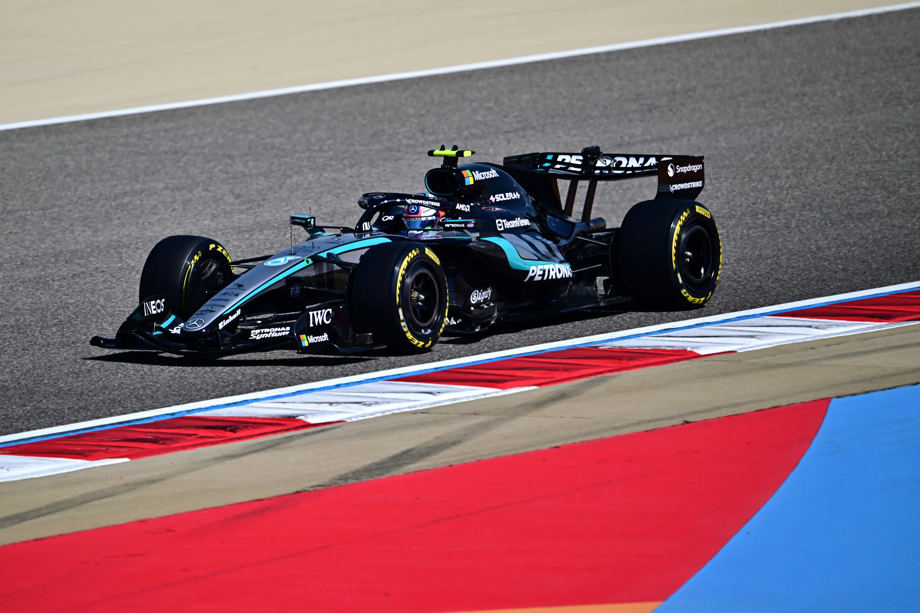 Kimi Antonelli testing the 2026 Mercedes in Bahrain (credit: getty)