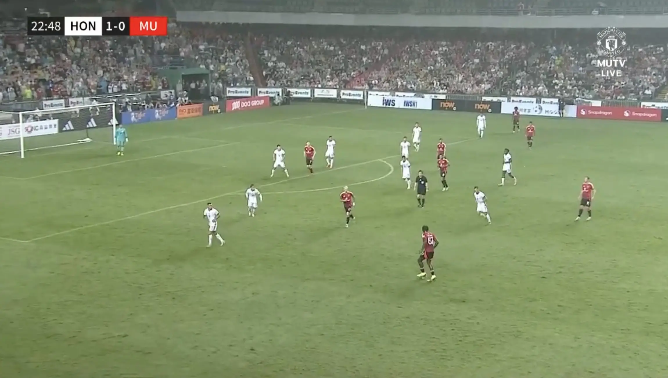 Hong Kong fans performed the 'Poznan' after taking the lead against Manchester United. Image: MUTV