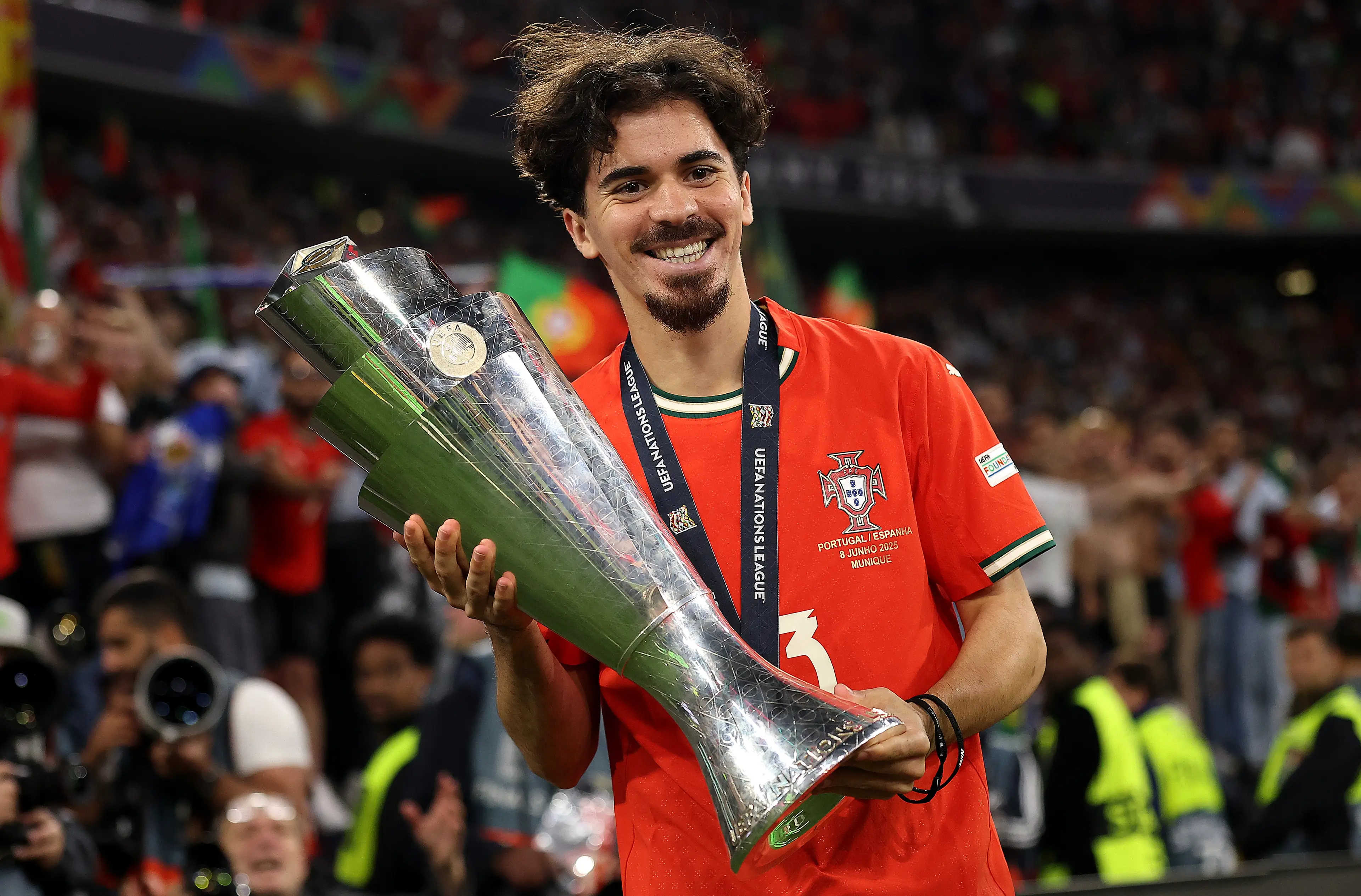 Vitinha celebrates winning the Nations League. Image credit: Getty