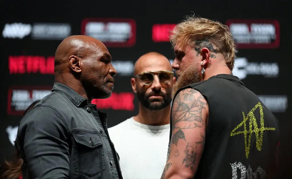 Mike Tyson and Jake Paul face off (Image: Getty)