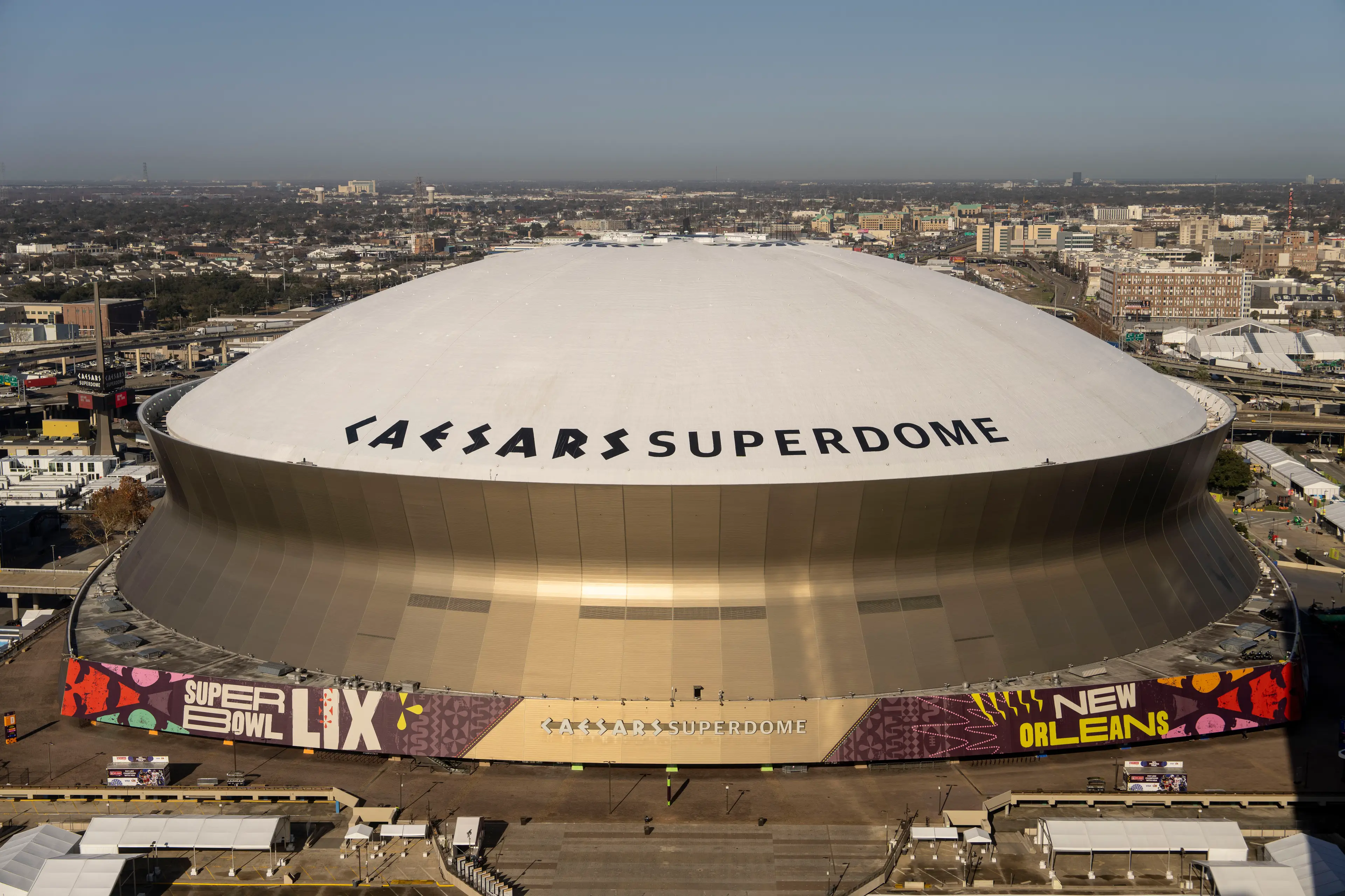 The Super Bowl will take place at Caesars Superdrome in New Orleans. (Image: Getty)