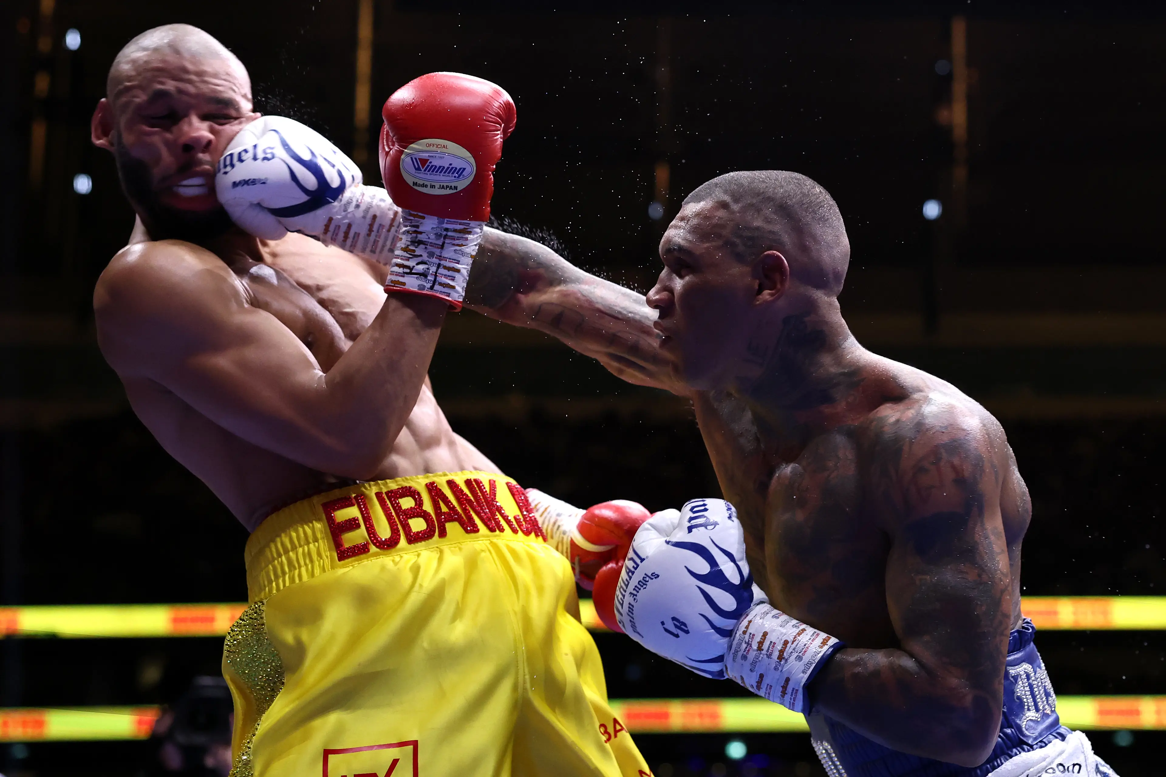 Conor Benn in action against Chris Eubank Jr. during their rematch. Image: Getty 