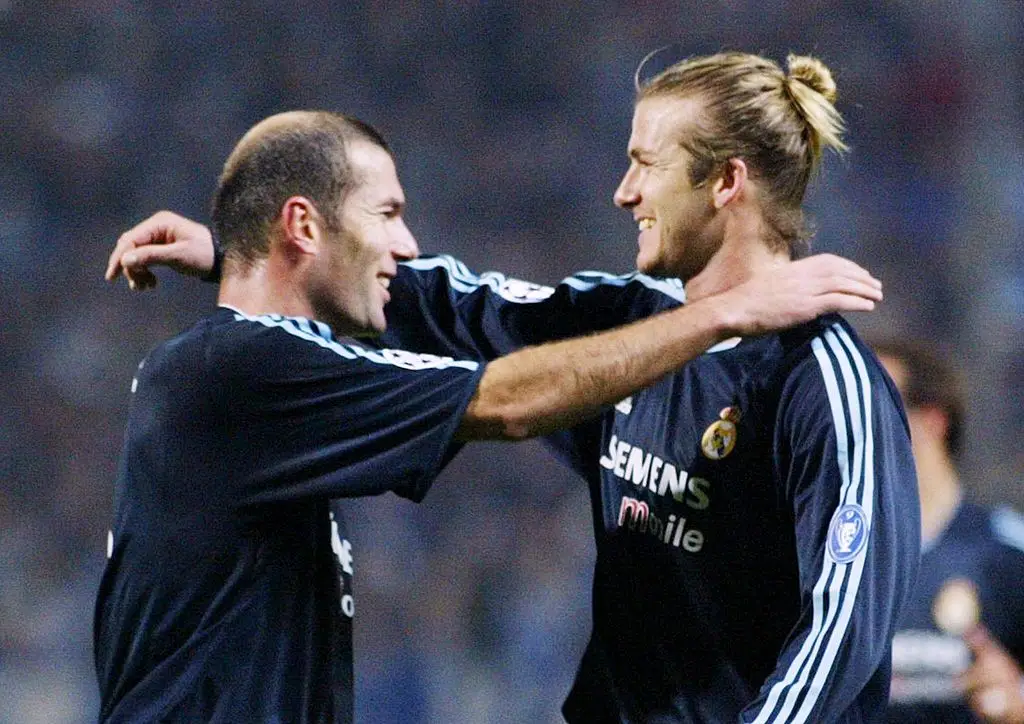 David Beckham and Zinedine Zidane played alongside each other at Real Madrid. (Image: Getty)