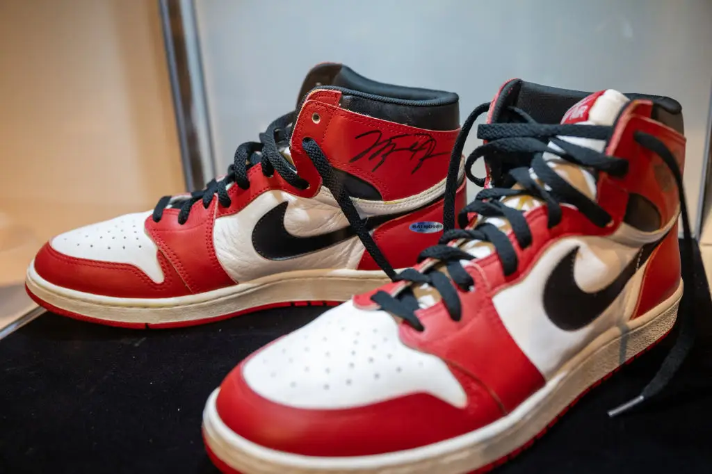 The first Air Jordans cost $65 in 1985. In 2020, a 1985 pair signed by Jordan sold for $560,000. (Image: Getty)