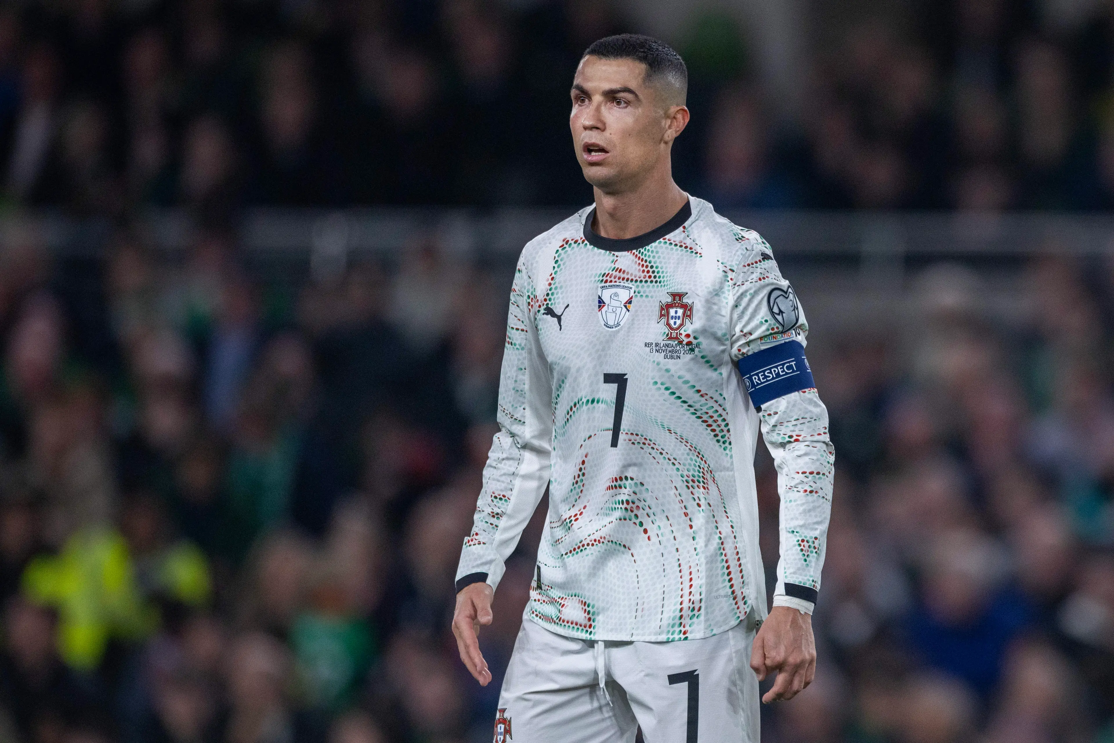 Cristiano Ronaldo was sent off against the Republic of Ireland. Image: Getty