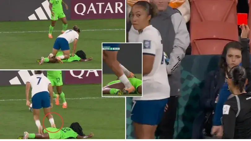 Lauren James handed straight red card for stamping on Nigeria's Michelle Alozie