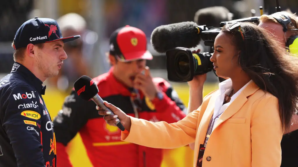 Sky Sports F1's Naomi Schiff interviews Red Bull's Max Verstappen -