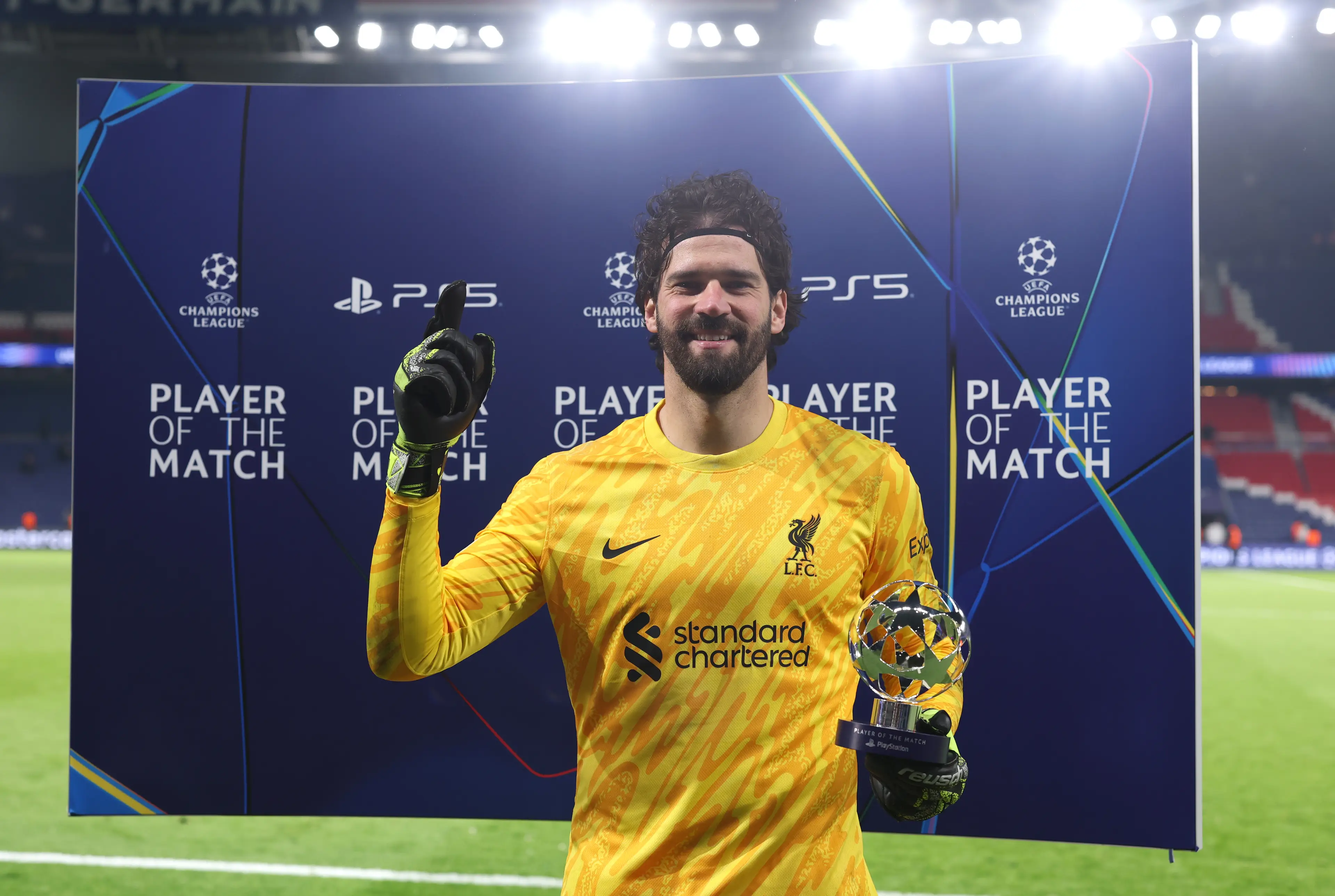 Alisson Becker was the Player of the Match for Liverpool against Paris Saint Germain. Image: Getty