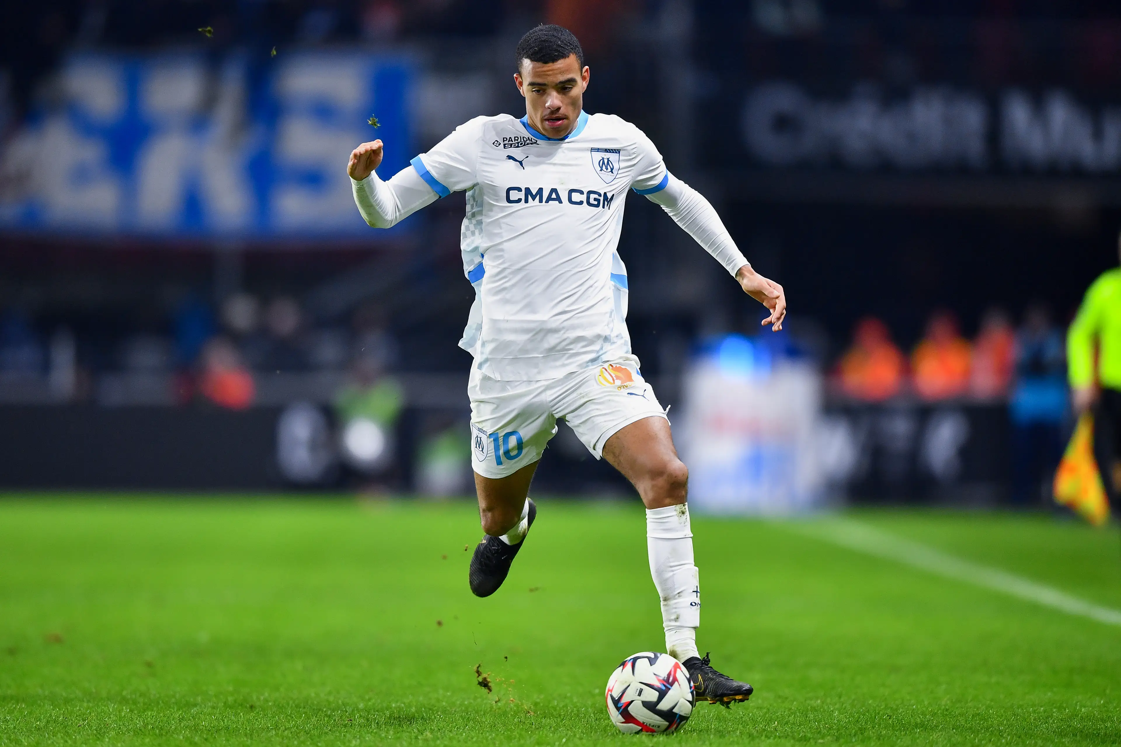 Mason Greenwood in action for Marseille. Image: Getty