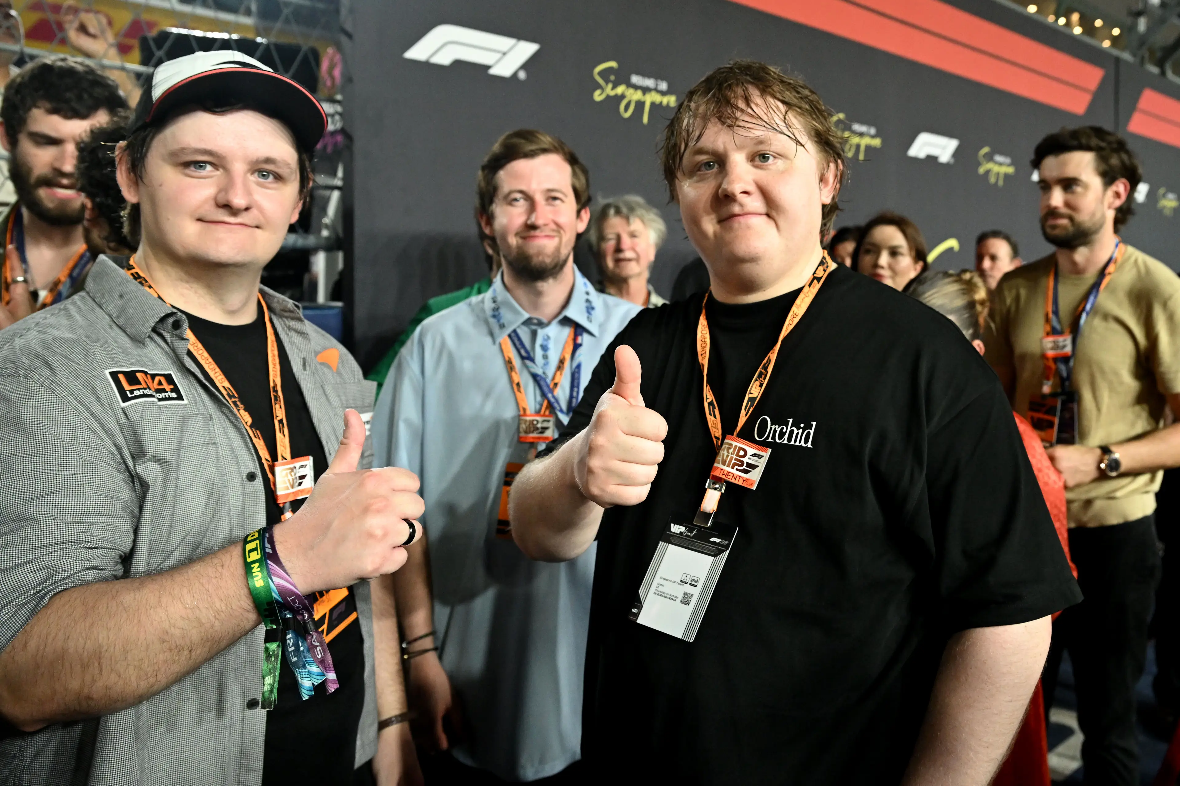 Lewis Capaldi and brother Anthony attended the Singapore Grand Prix. Image: Getty
