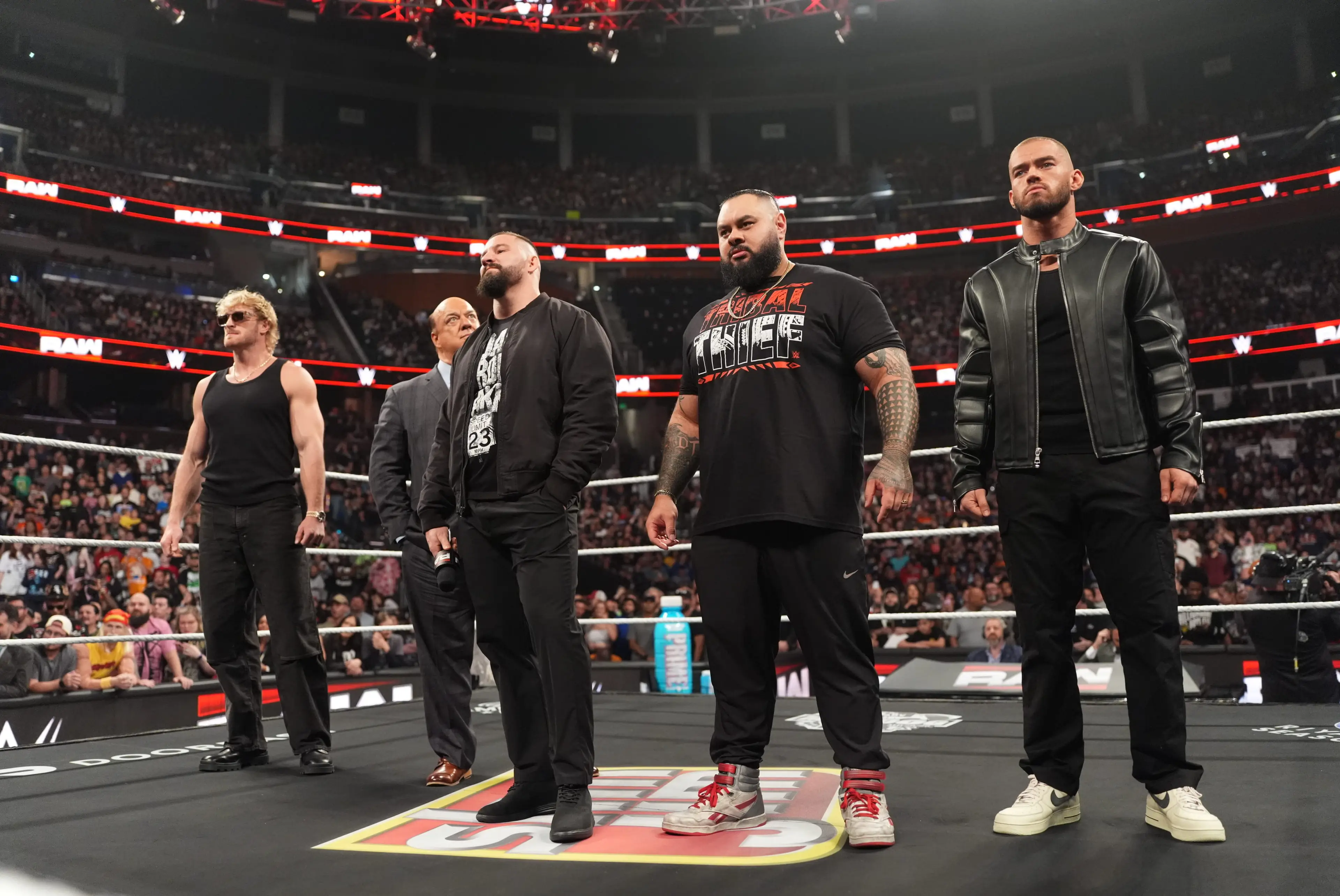 Paul is a part of The Vision stable alongside Paul Heyman, Bron Breakker, Bronson Reed and Austin Theory (Image: Getty)