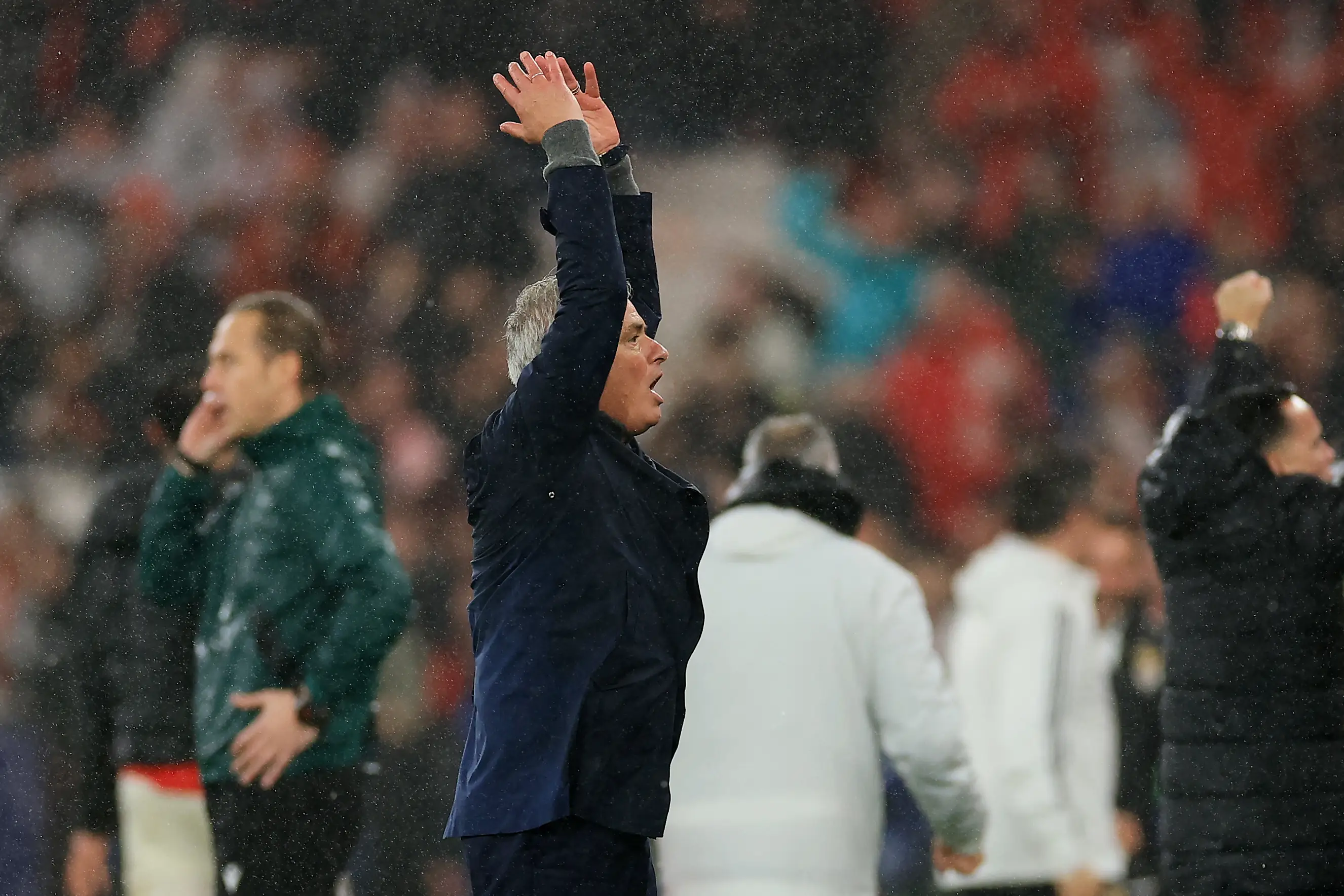 Jose Mourinho celebrates Benfica's historic win. Image credit: Getty