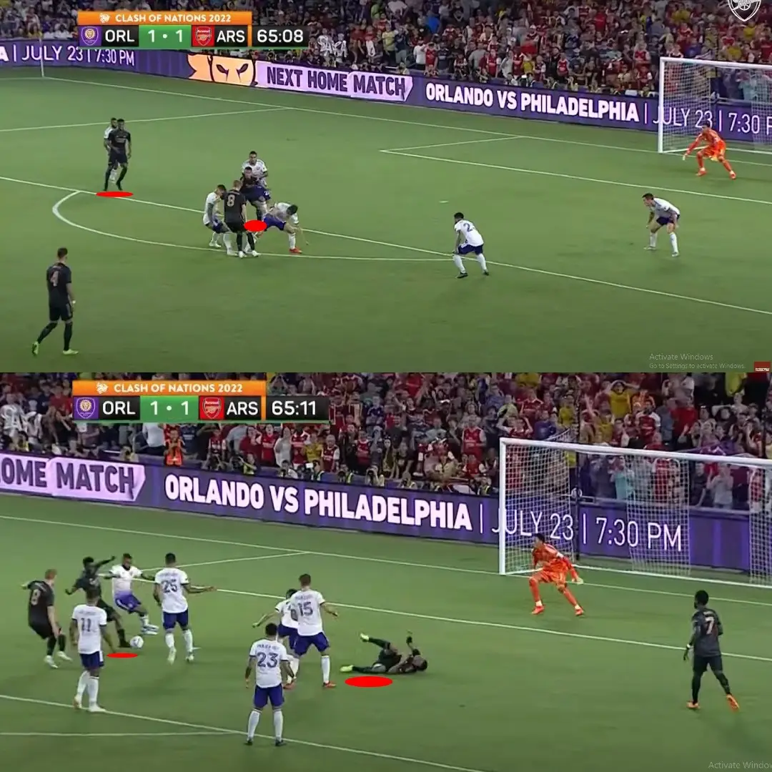 Eddie Nketiah's goal against Orlando City involved both strikers.