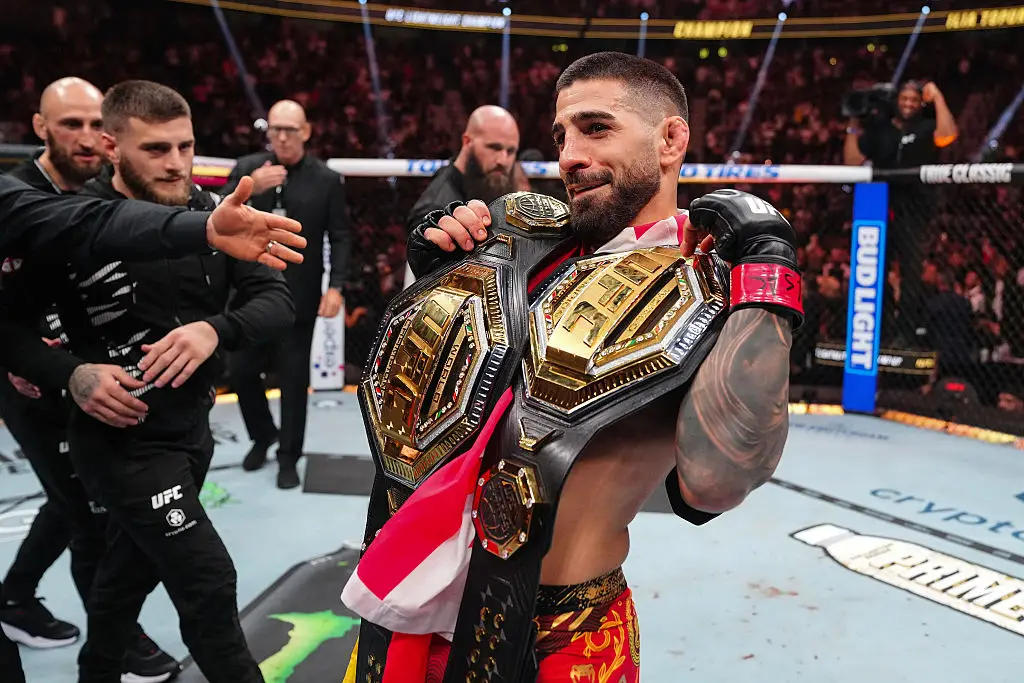 Topuria has won both the featherweight and lightweight UFC titles. (Image: Jeff Bottari/Zuffa LLC)
