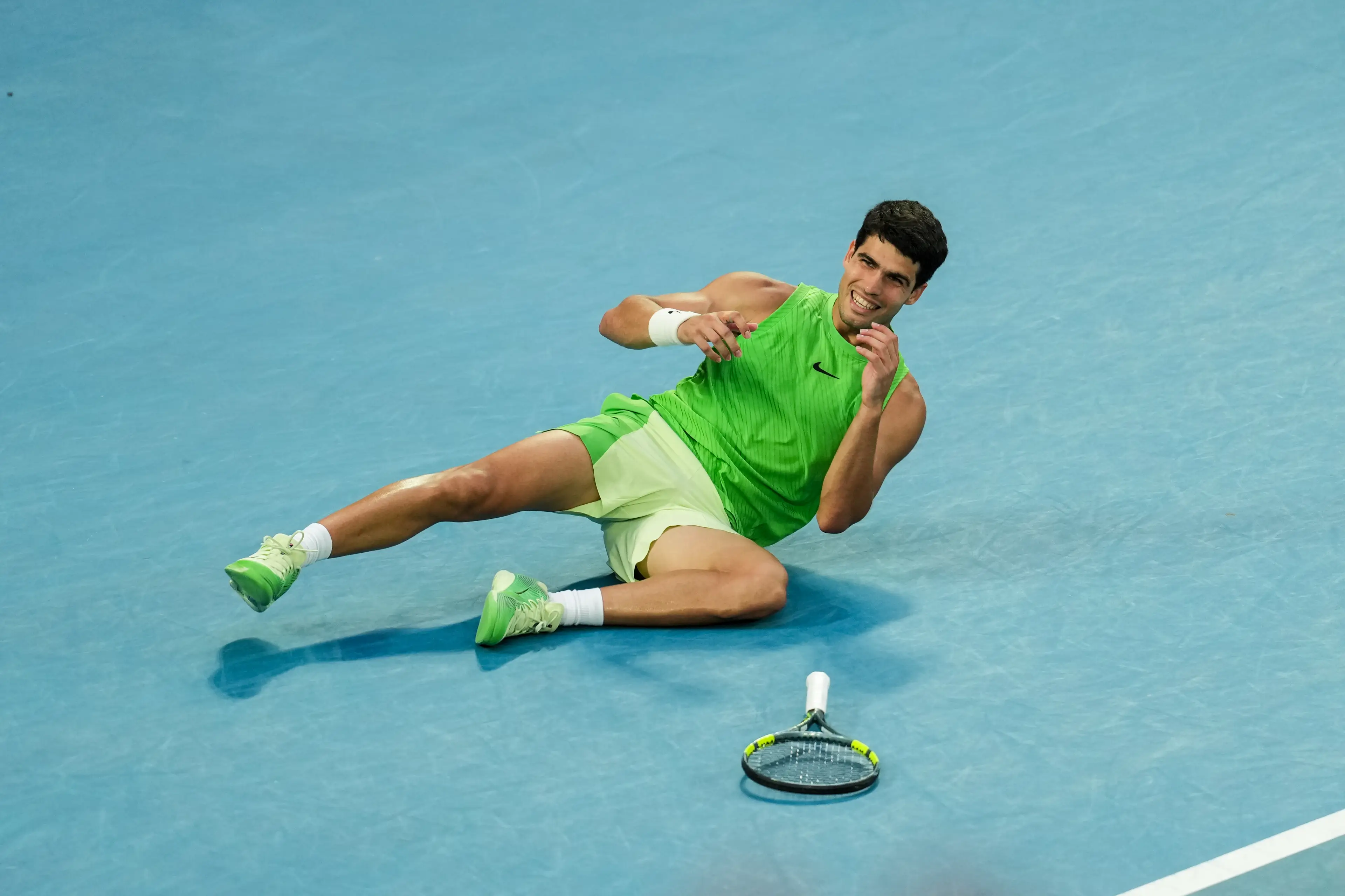 Carlos Alcaraz came through a five-set thriller against Alexander Zverev. Image: Getty