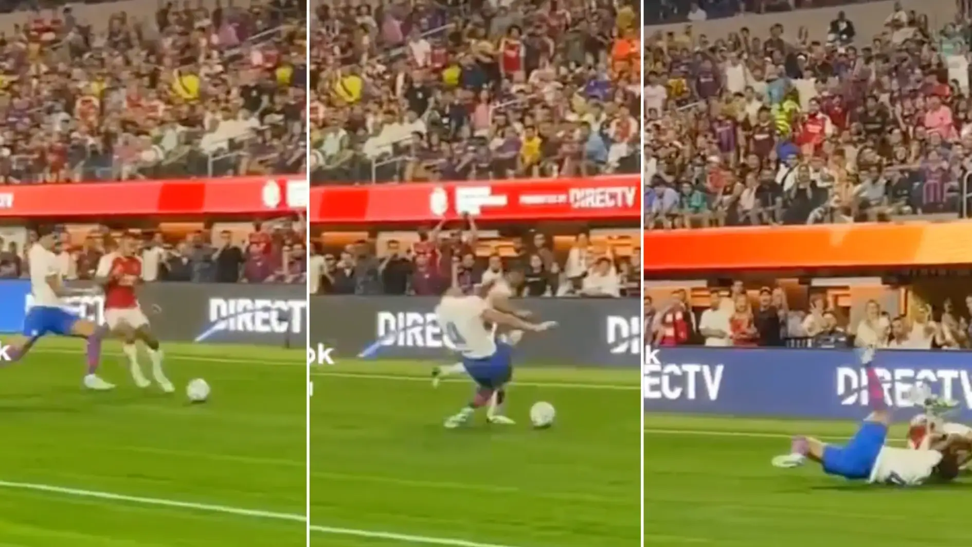 Arsenal fans fume at Ronald Araujo as he completely takes out Gabriel Jesus with reckless tackle