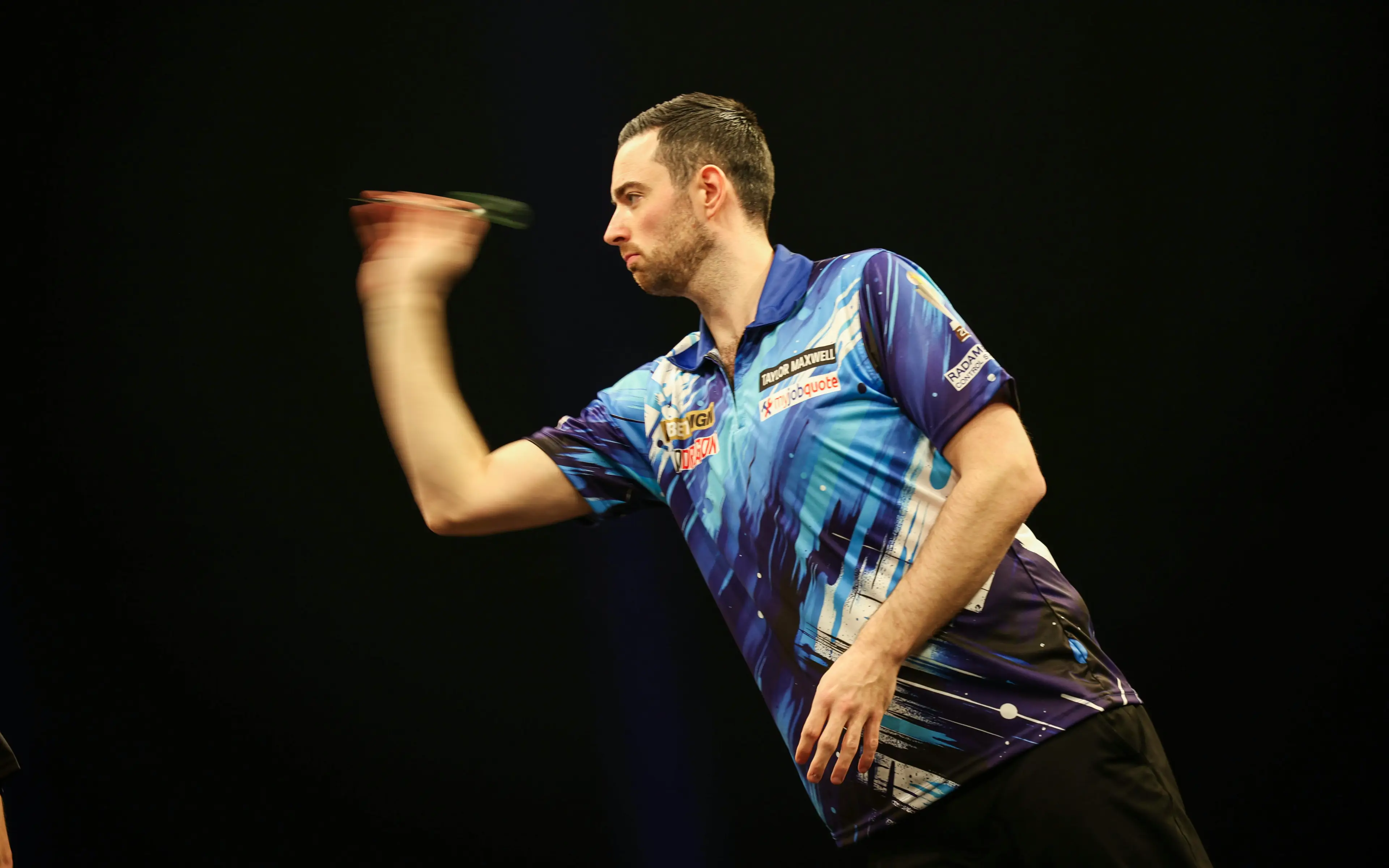 Luke Humphries in action at Night Three of the Premier League Darts. Image: Getty 