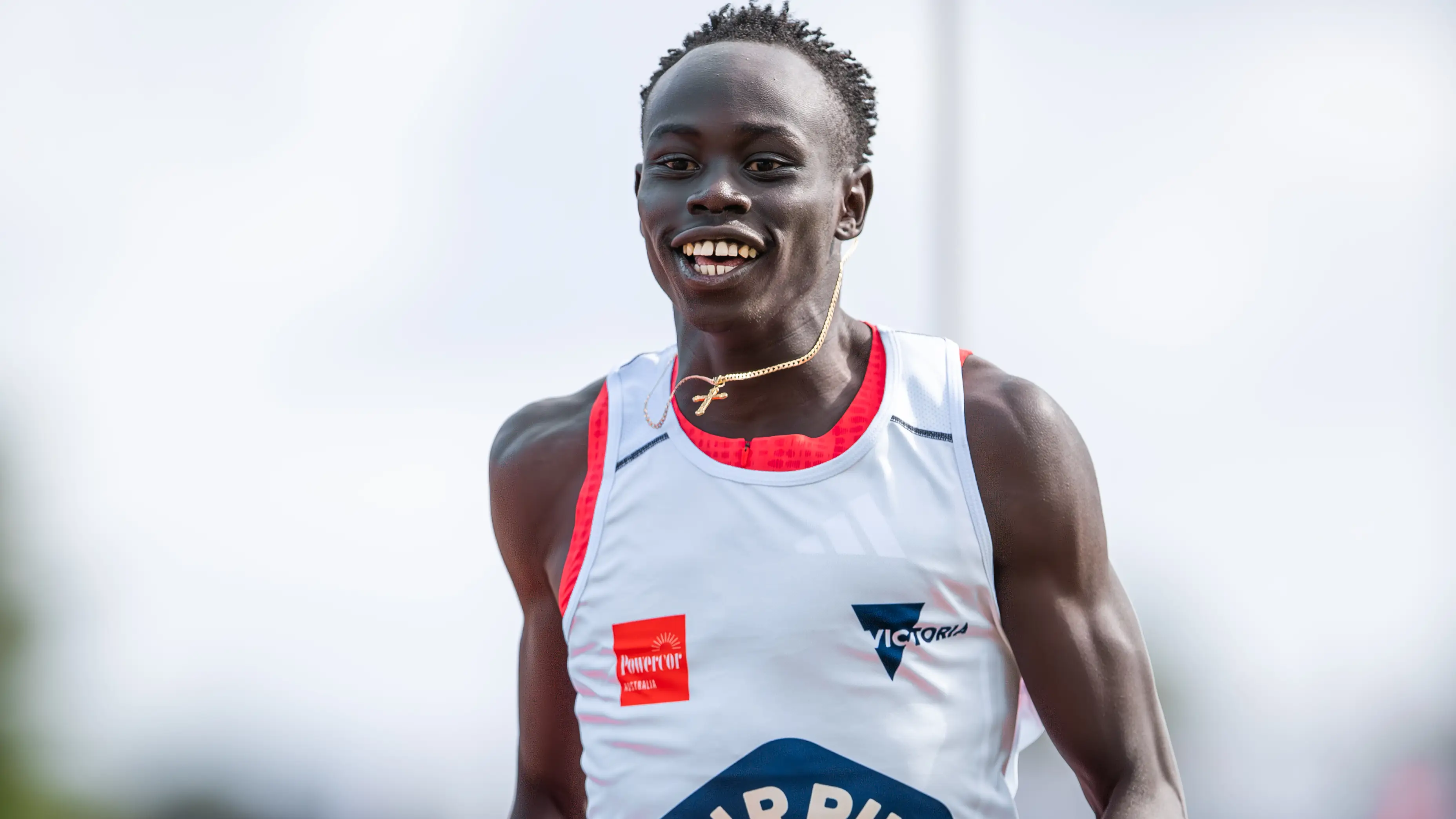 Gout Gout won his first European race with a 20.02 timing  Photo by Olivier Rachon/SOPA Images/LightRocket via Getty Images)