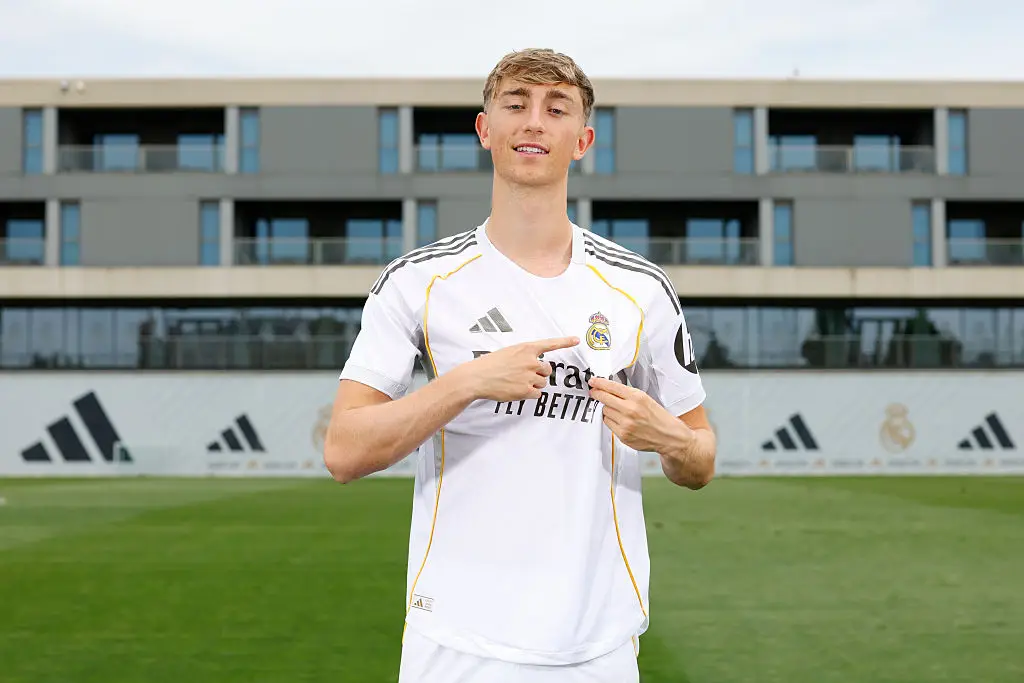 Dean Huijsen was unveiled as a Real Madrid player on June 10. (Image: Getty)