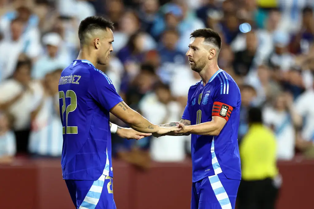 Martinez thanked Messi after awarding him the penalty against Guatemala. (Image: Getty)