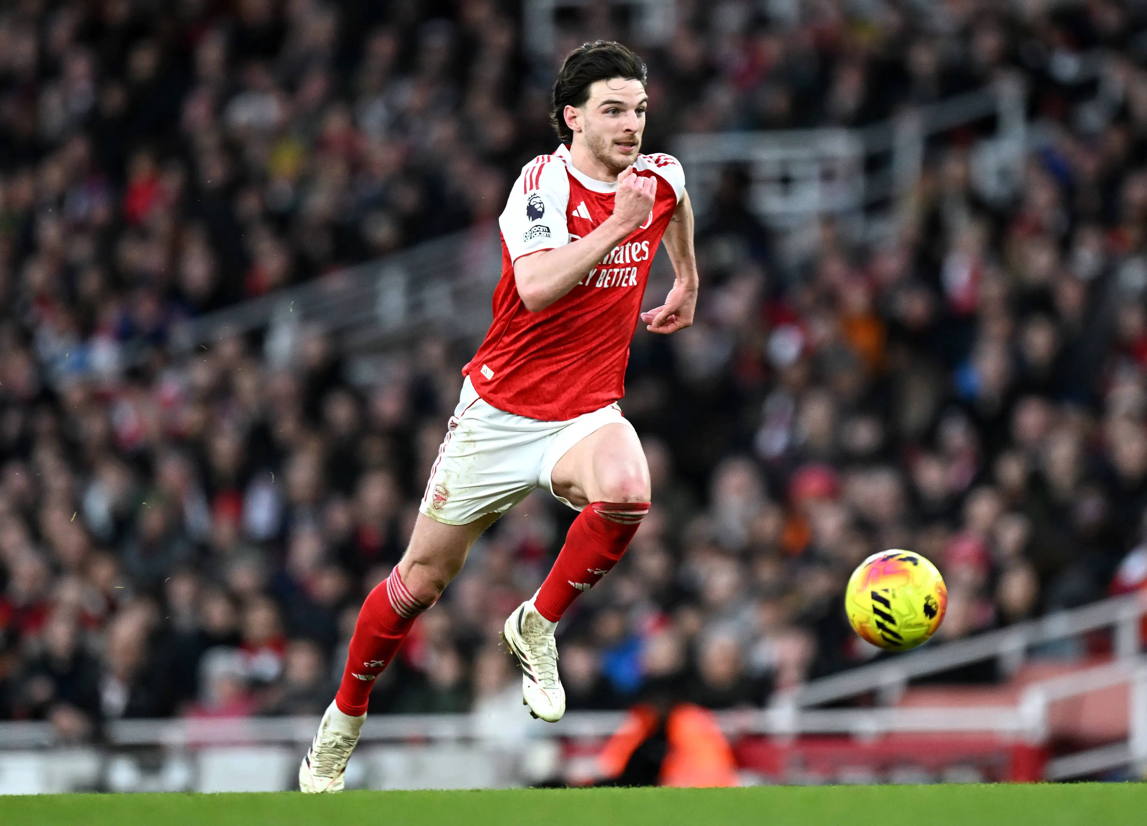 Declan Rice in action for Arsenal. Image: Getty