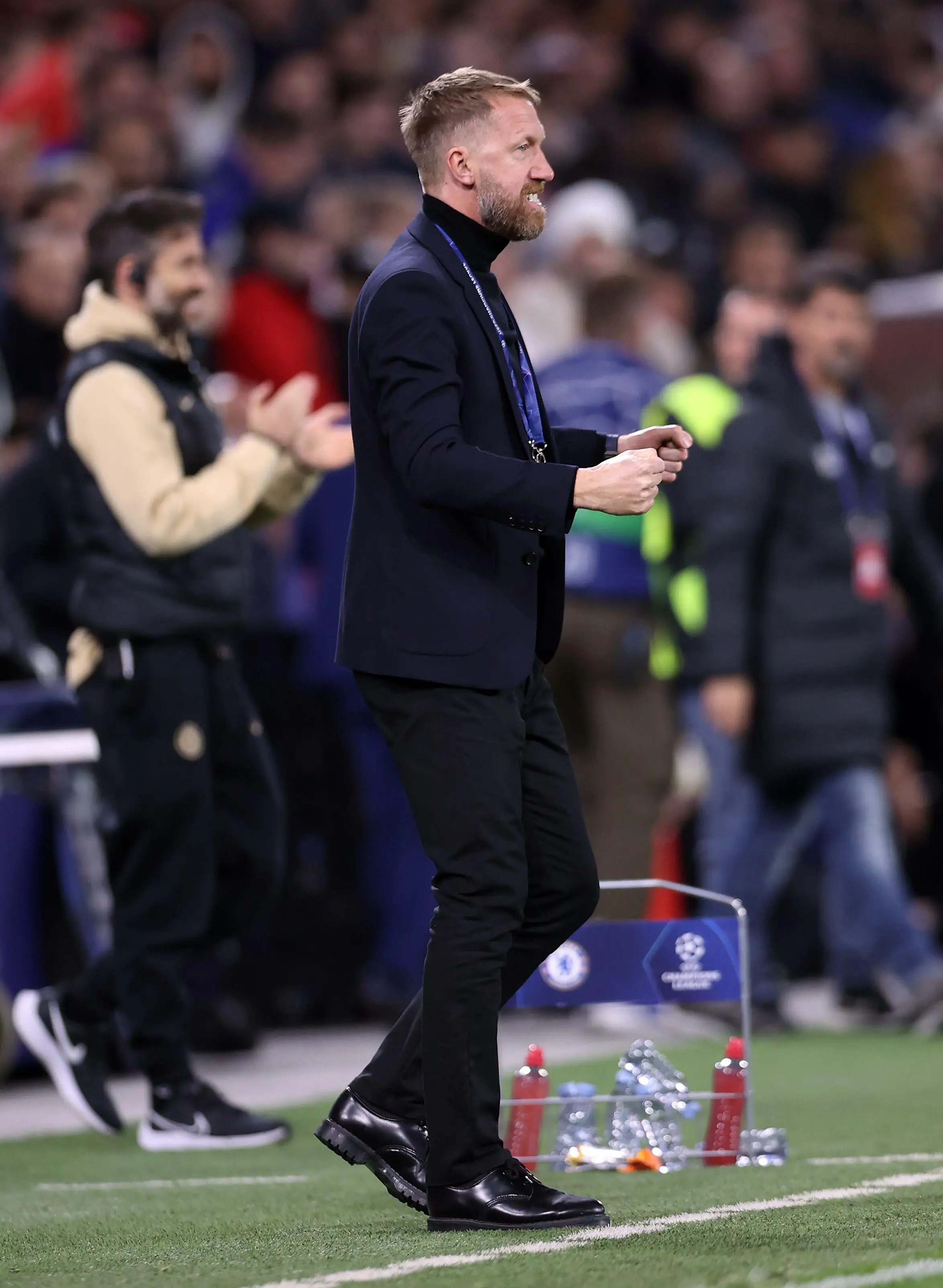 Graham Potter celebrates against RB Salzburg. (Alamy)