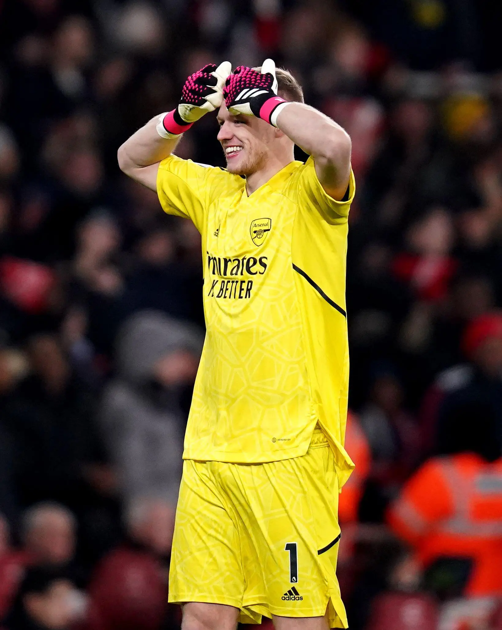 Aaron Ramsdale fulfills his promise to YouTube personalities Calfreezy and Chip during their clash against Man Utd. Image credit: Alamy