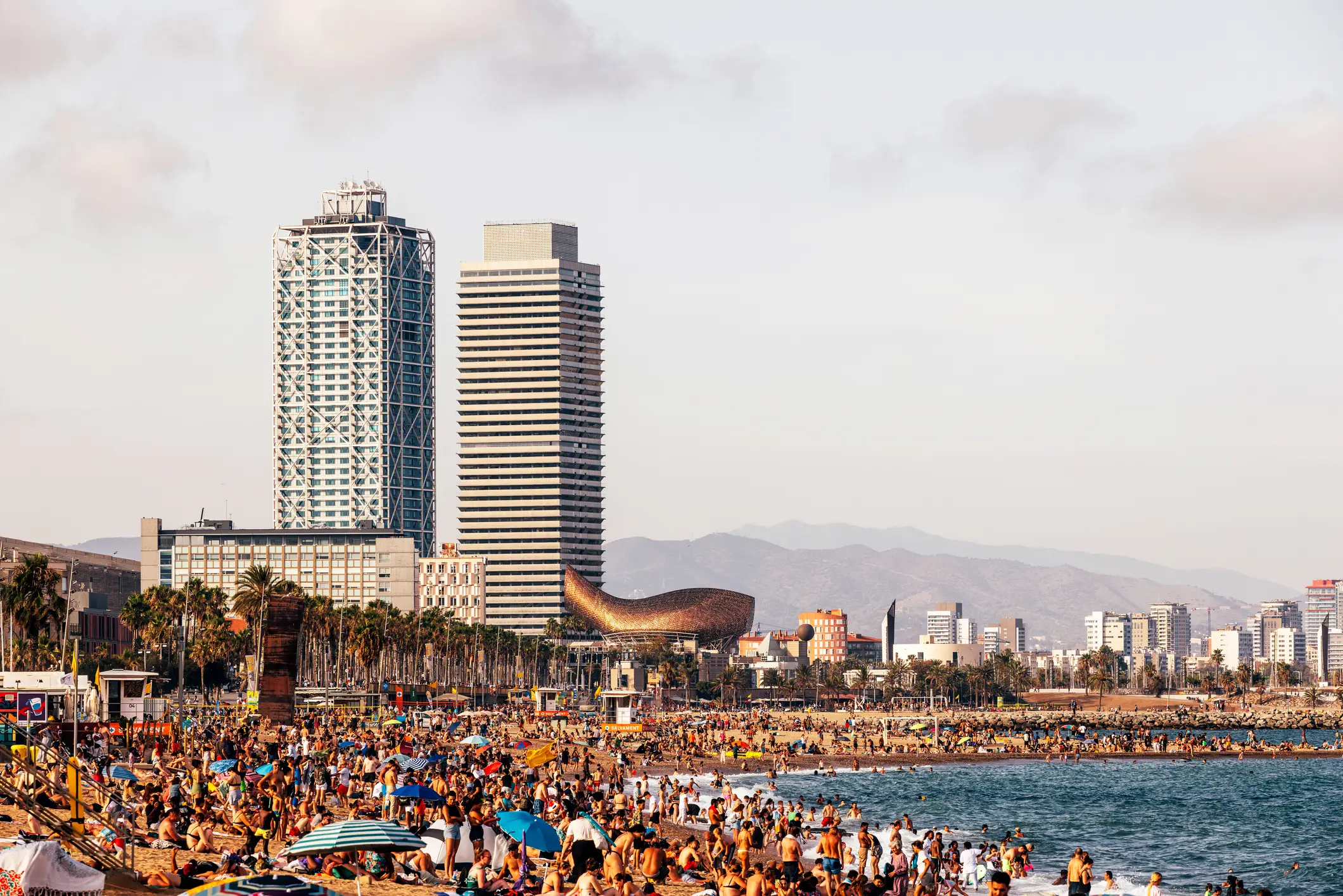 Barcelona beach is a big draw in the summer