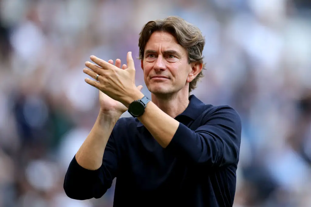 Former Brentford manager Thomas Frank has replaced Postecoglu as Spurs boss. (Image: Getty)