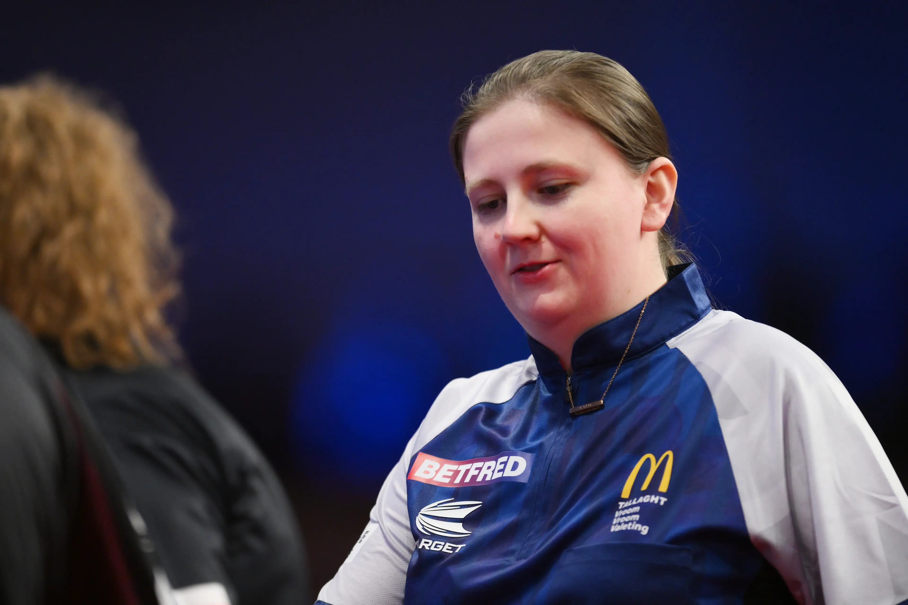 Katie Sheldon following her defeat against Beau Greaves at the Women's 2024 World Matchplay Finals. Image credit: Getty