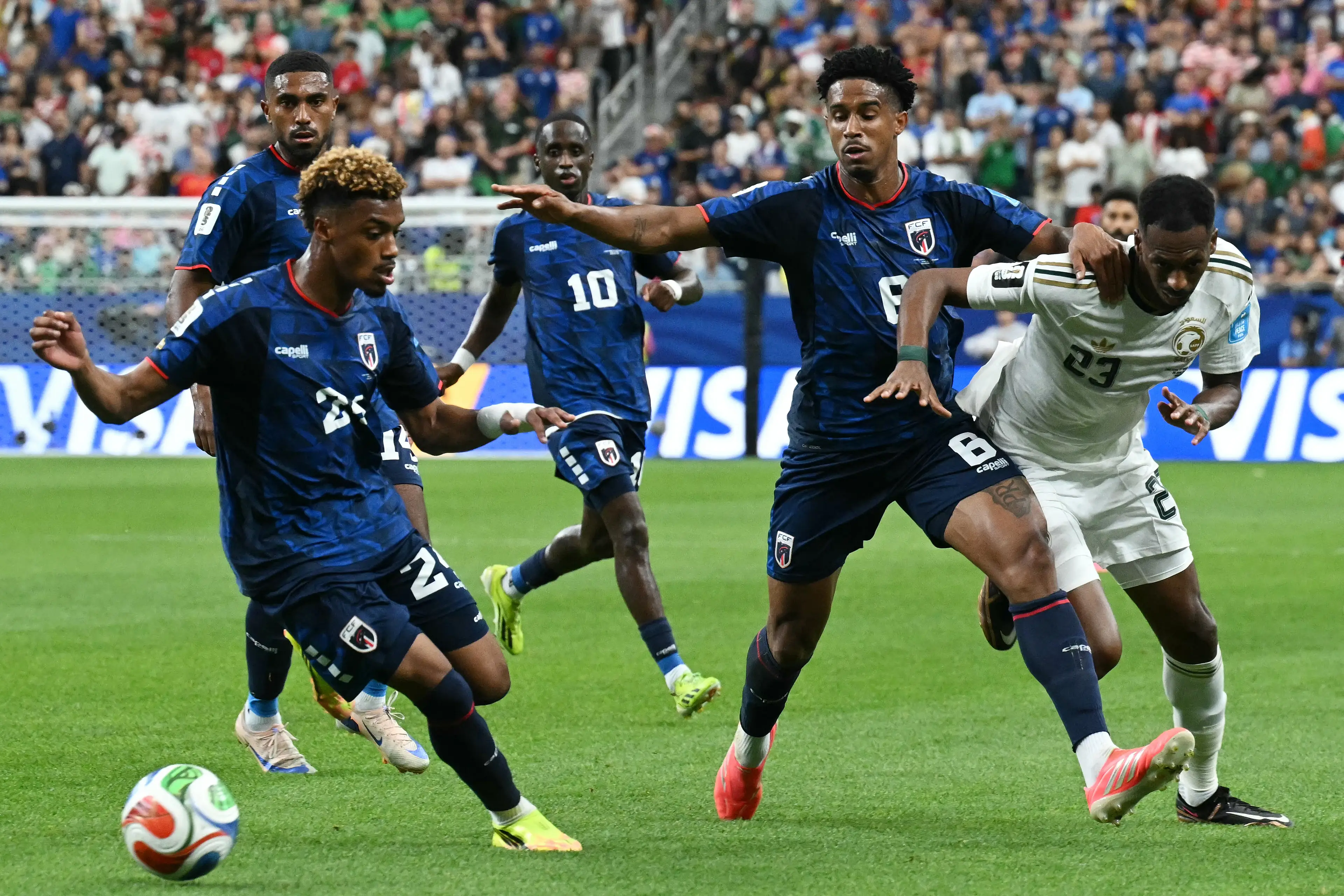 Cape Verde's defender #24 Wagner Pina (L) takes the ball as Cape Verde's defender #08 Joao Paulo is challenged by Saudi Arabia (Getty Images)