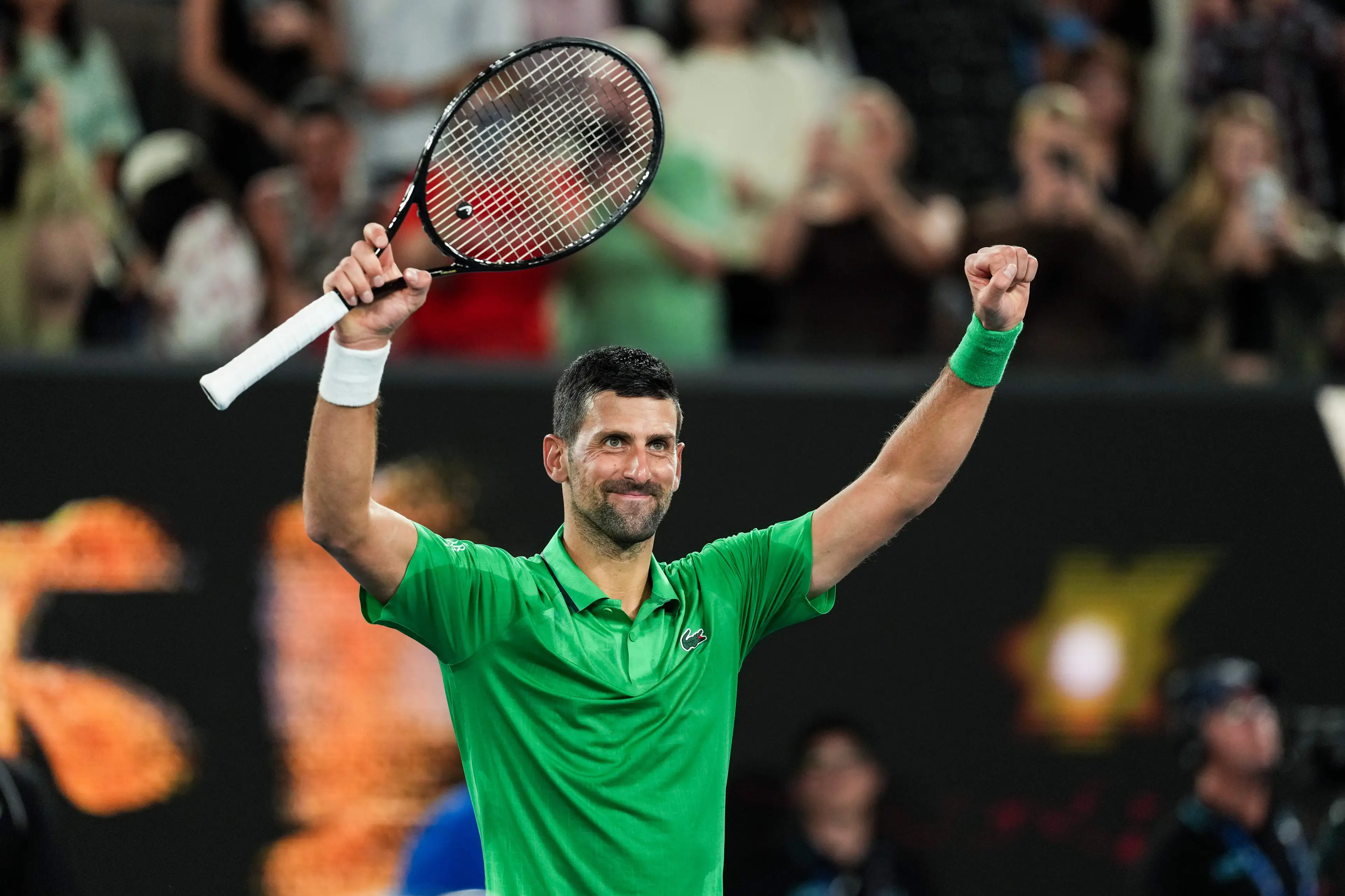 Novak Djokovic is through to the second round of the Australian Open. Image: Getty